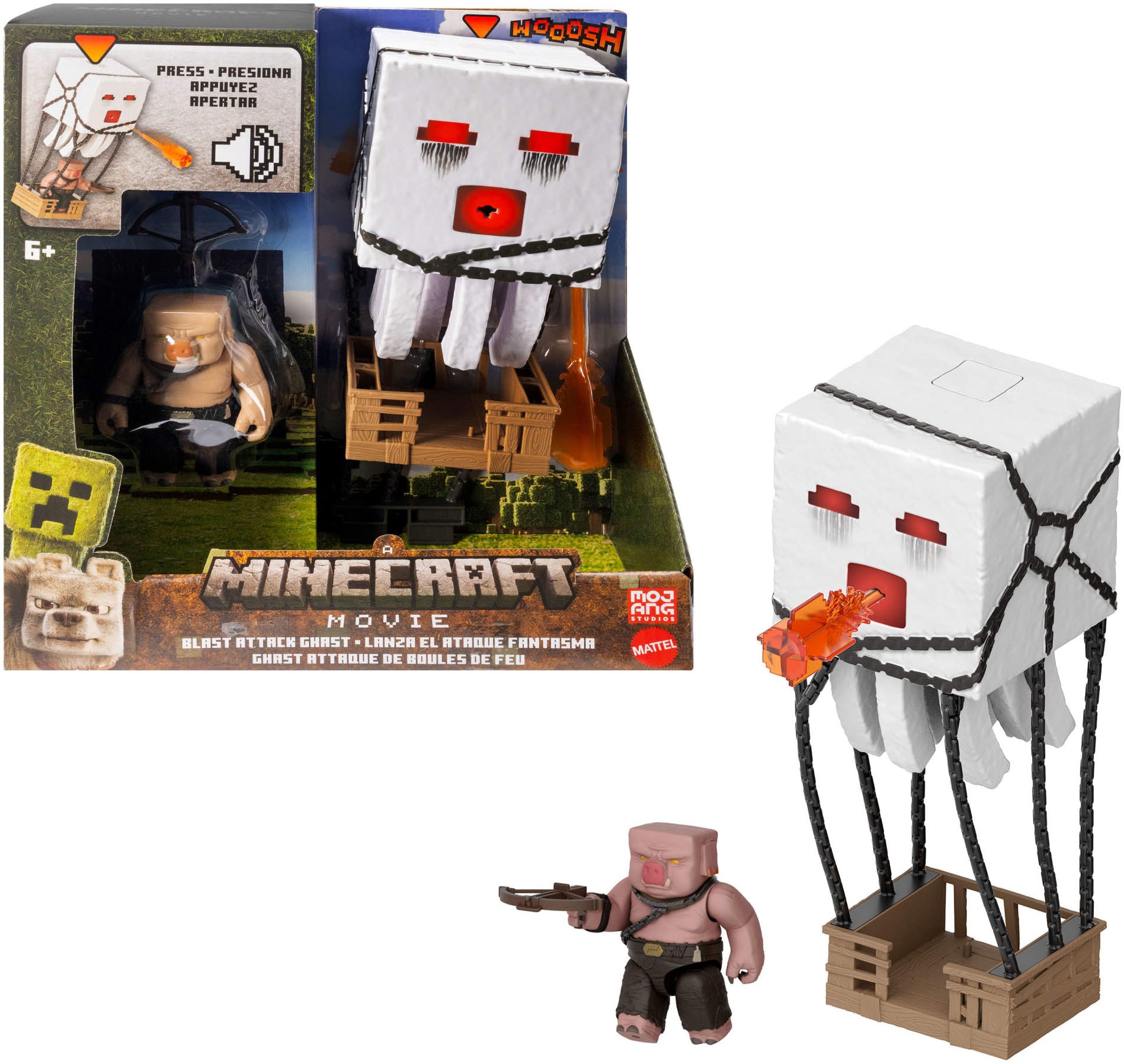 Mattel® Actionfigur »Minecraft Ghast mit Feuerattacke«, (Set), mit Lichteffekten, Geräusche und mehr