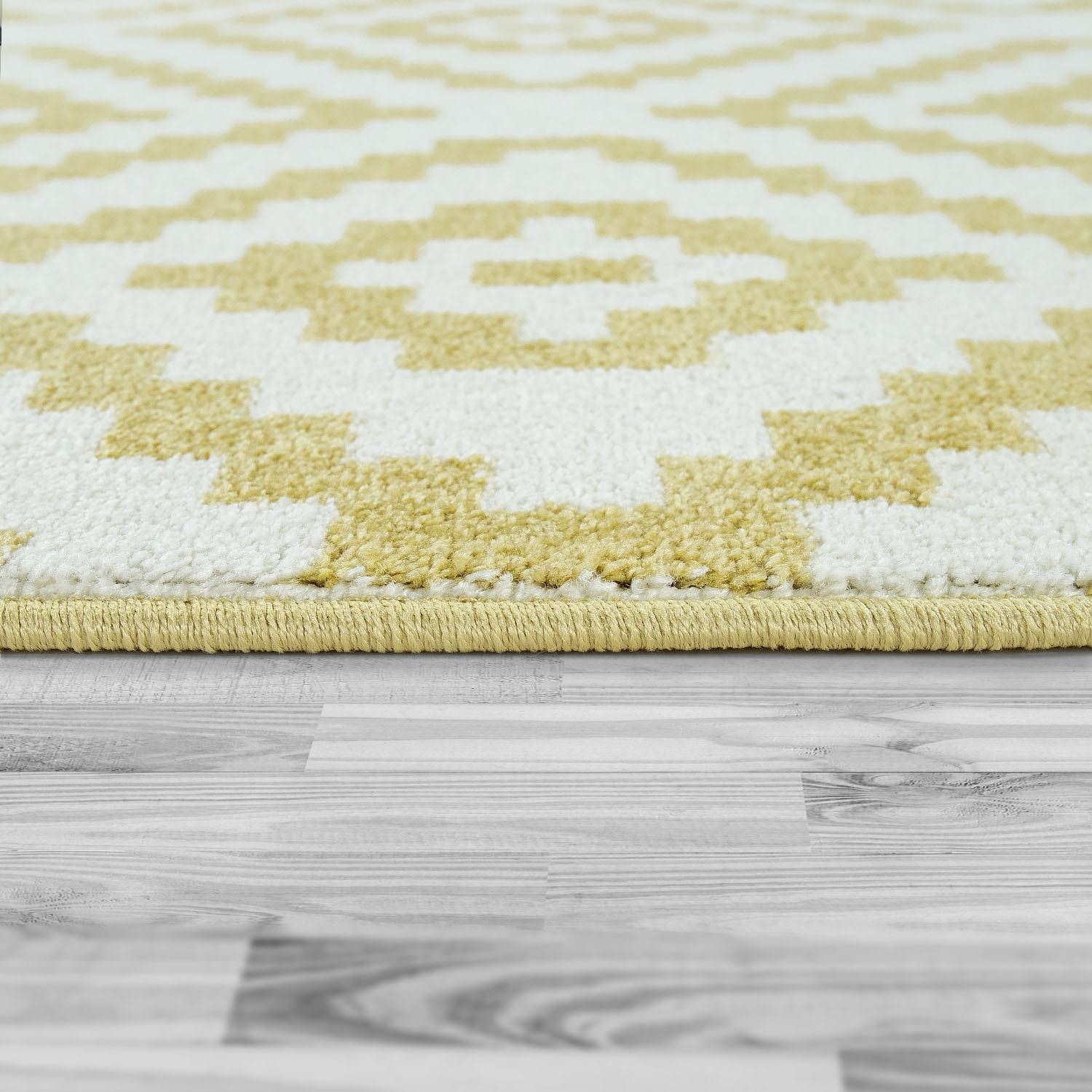 Paco Home Teppich »Stella 400«, rechteckig, 16 mm Höhe, Kurzflor, Pastell Farben, Rauten Design, Wohnzimmer