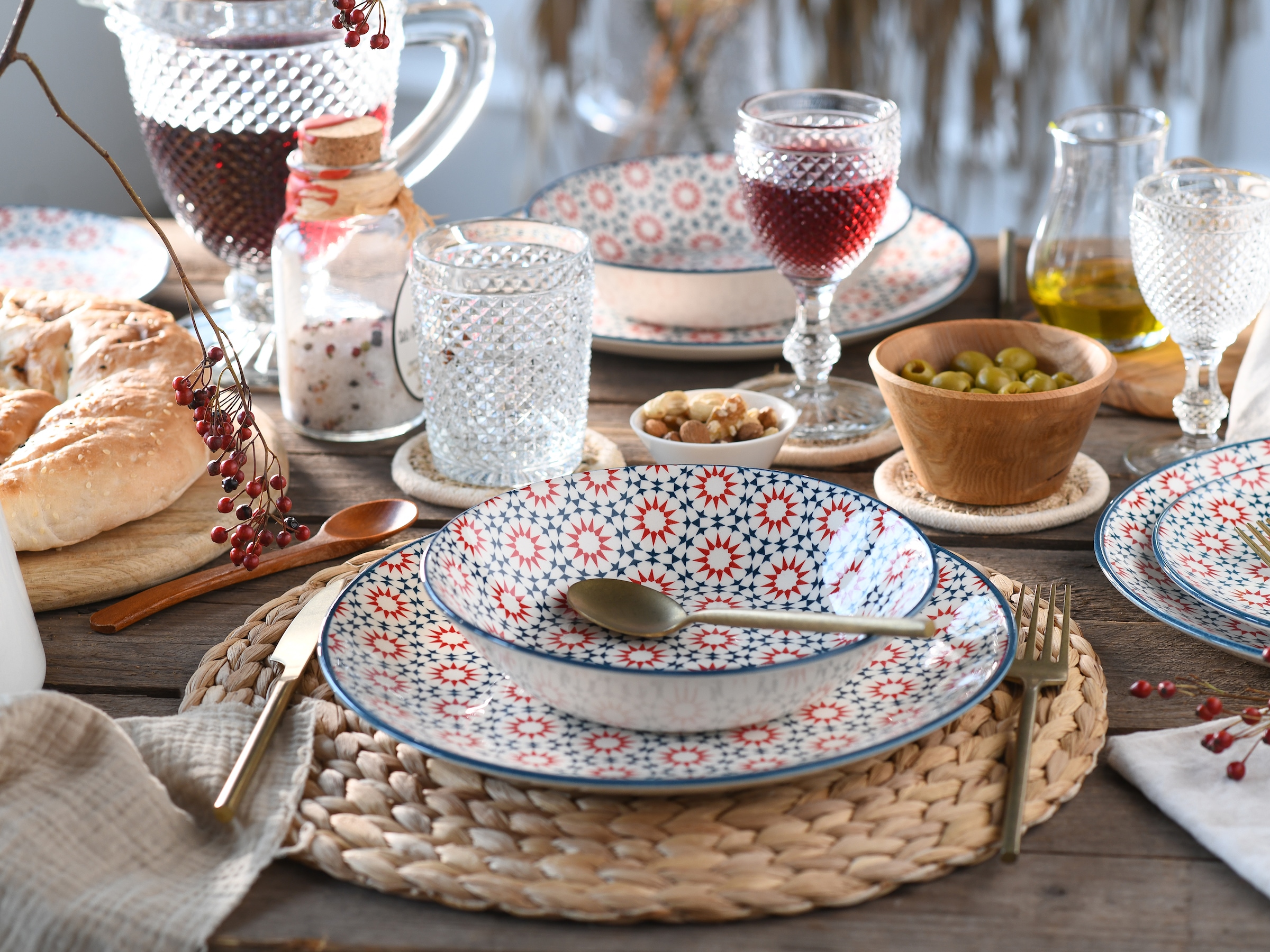 CreaTable Teller-Set »Stella«, (Set, 12 tlg.), orientalisches Fliesenmotiv