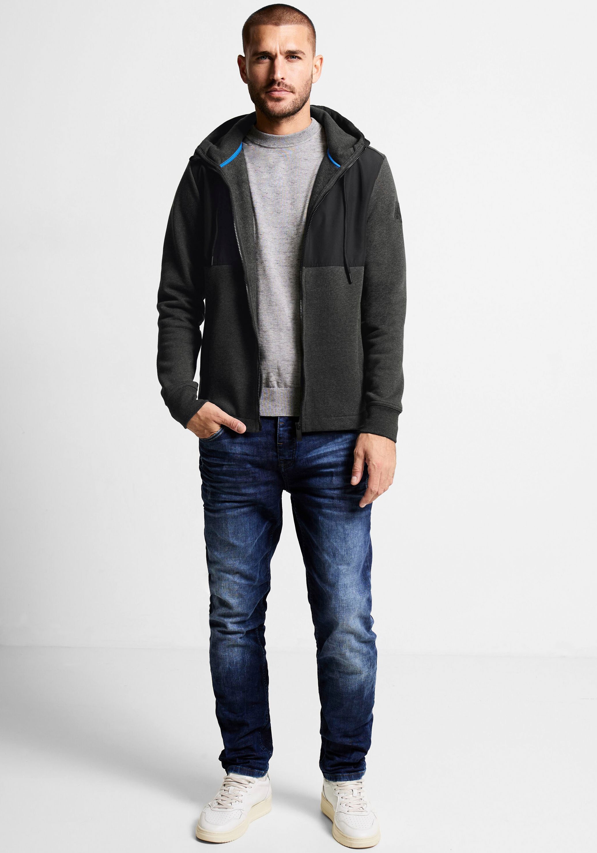 STREET ONE MEN Sweatjacke, im hüftlangen Schnitt