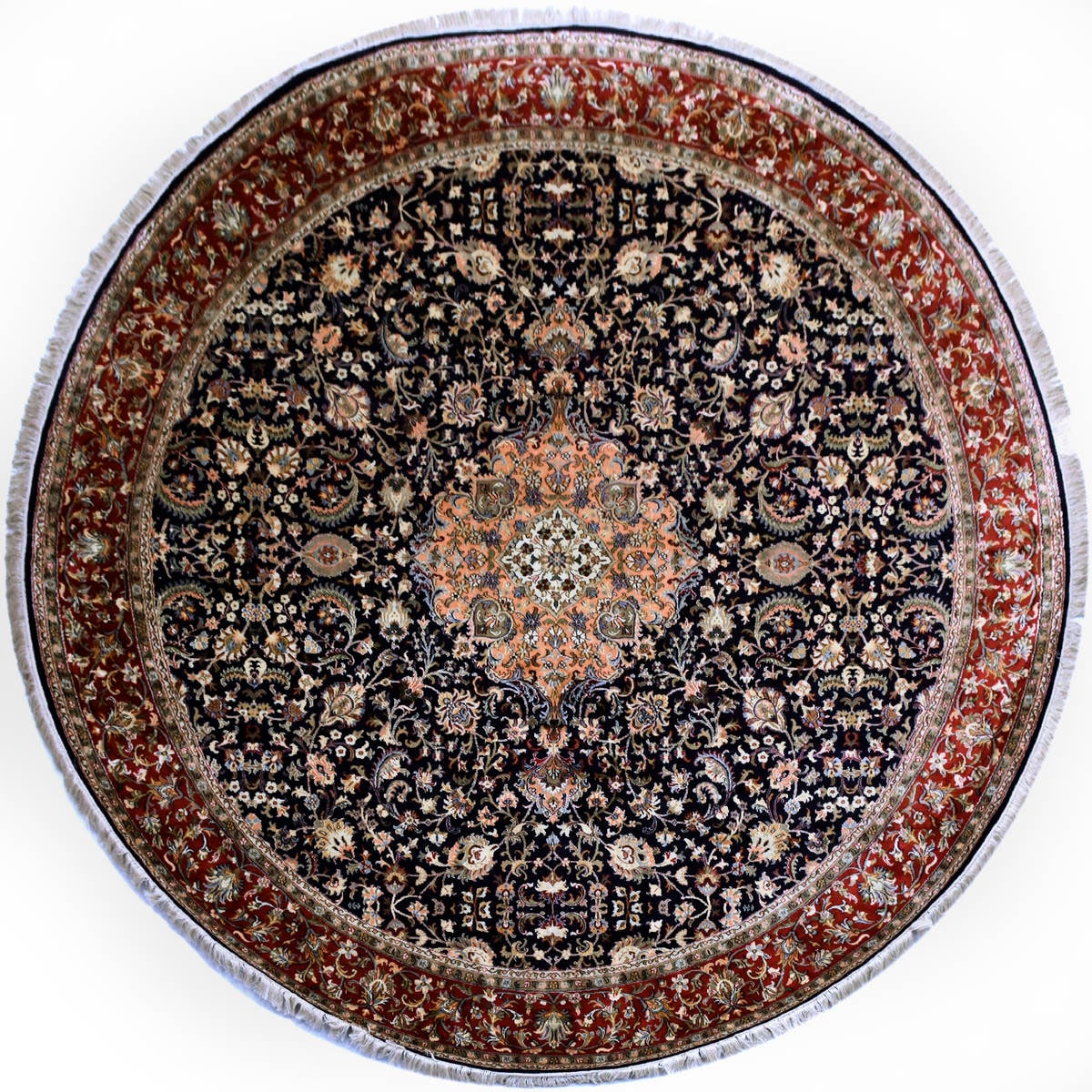 Kayoom Seidenteppich »Kashan 1756«, rund, 10 mm Höhe, Einzelstück mit Zertifikat, Wohnzimmer