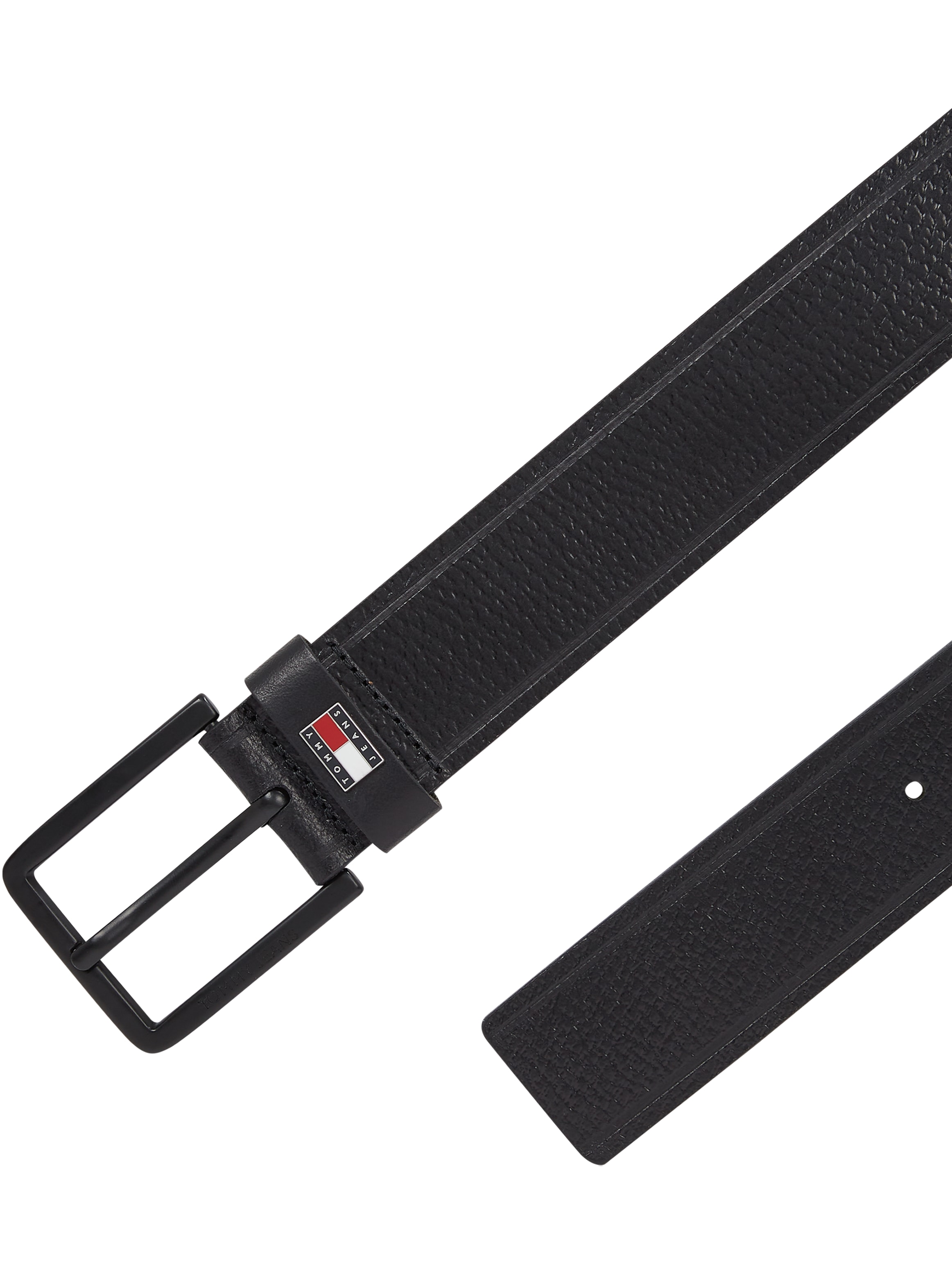 Tommy Jeans Ledergürtel »TJM ELEVATED FLAG LEATHER 3.5«, Größenverstellbar, Markenlogoemblem aus Metall