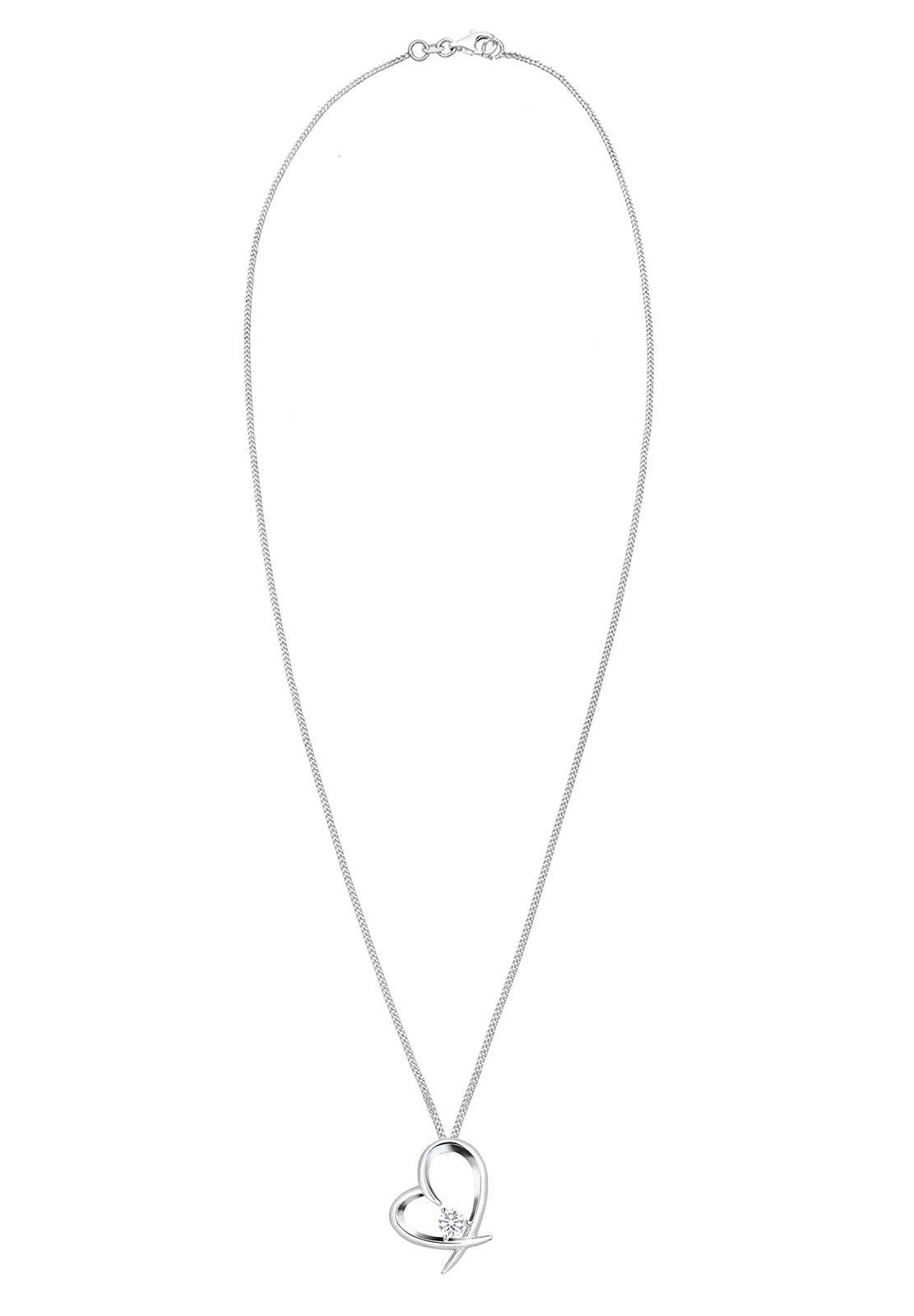 Elli Silberkette »Halskette Herz Geschwungen Zirkonia 925 Silber«