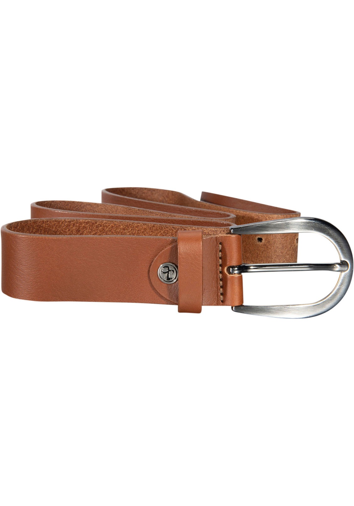 Silbergift Damen Ledergürtel mit silberfarbener Schließe in braun, Größe 95