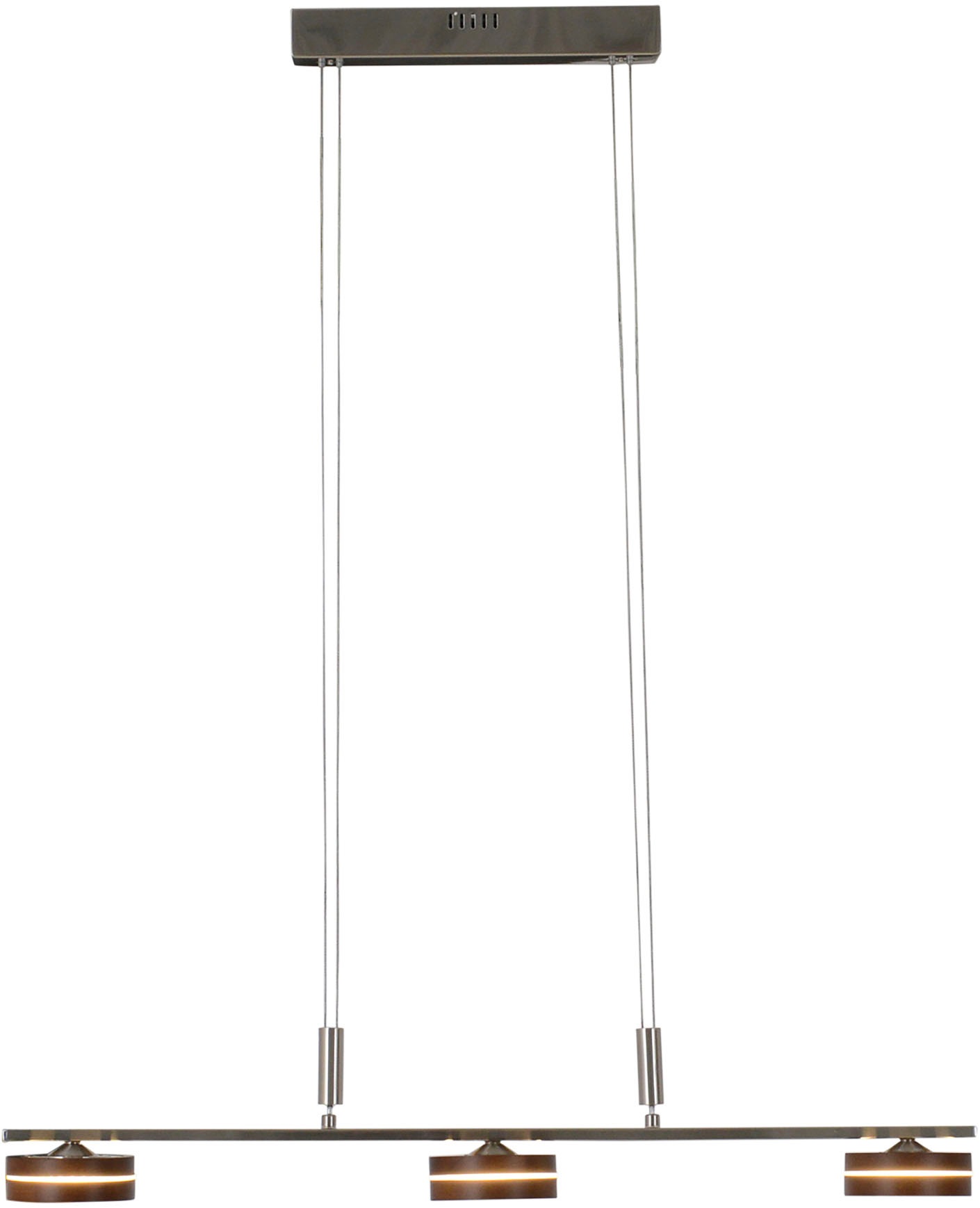 näve LED Pendelleuchte »"Triberg"«, 3 flammig, 3 flg., Schirme Holz (Eiche), Wanddimmer, Höhe verstellbar 80-150cm