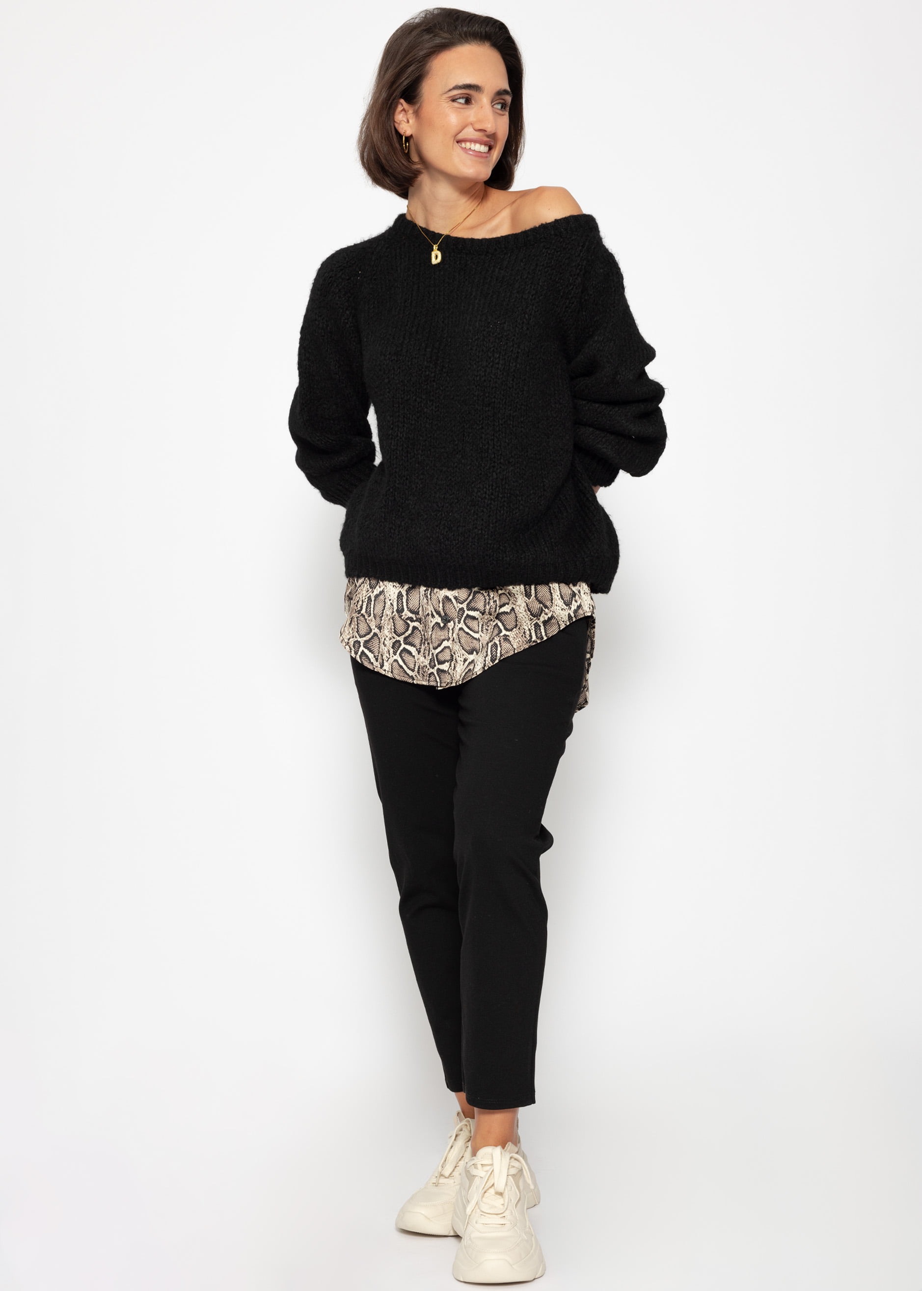SASSYCLASSY Unterrock »Blusenrock« Eleganter Unterrock mit elastischem Bund und Knopfleiste Schwarz