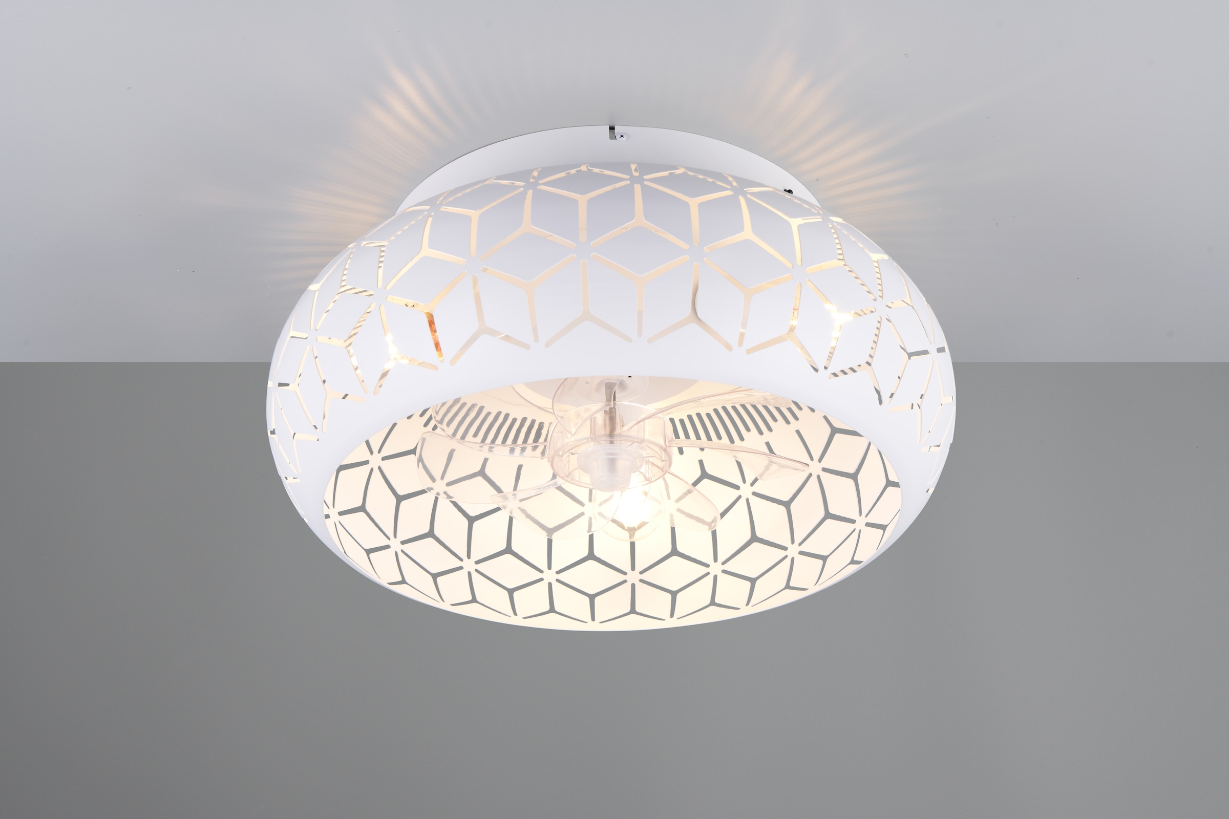 REALITY Leuchten Deckenleuchte »BIDAR mit Ventilator, Deckenventilator mit Licht inkl Fernbedienung« E27 1 Stk. warmweiß - kaltweiß 3 Geschwindigkeiten Timer Vor- & Rücklauf, exkl 3x E27 max 15W, Ø 50cm