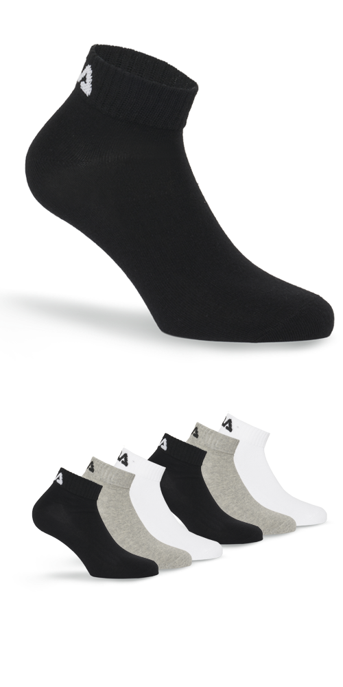 Fila Kurzsocken, (6er Pack), Baumwollmischung, Rippenbündchen, flache Zehennaht