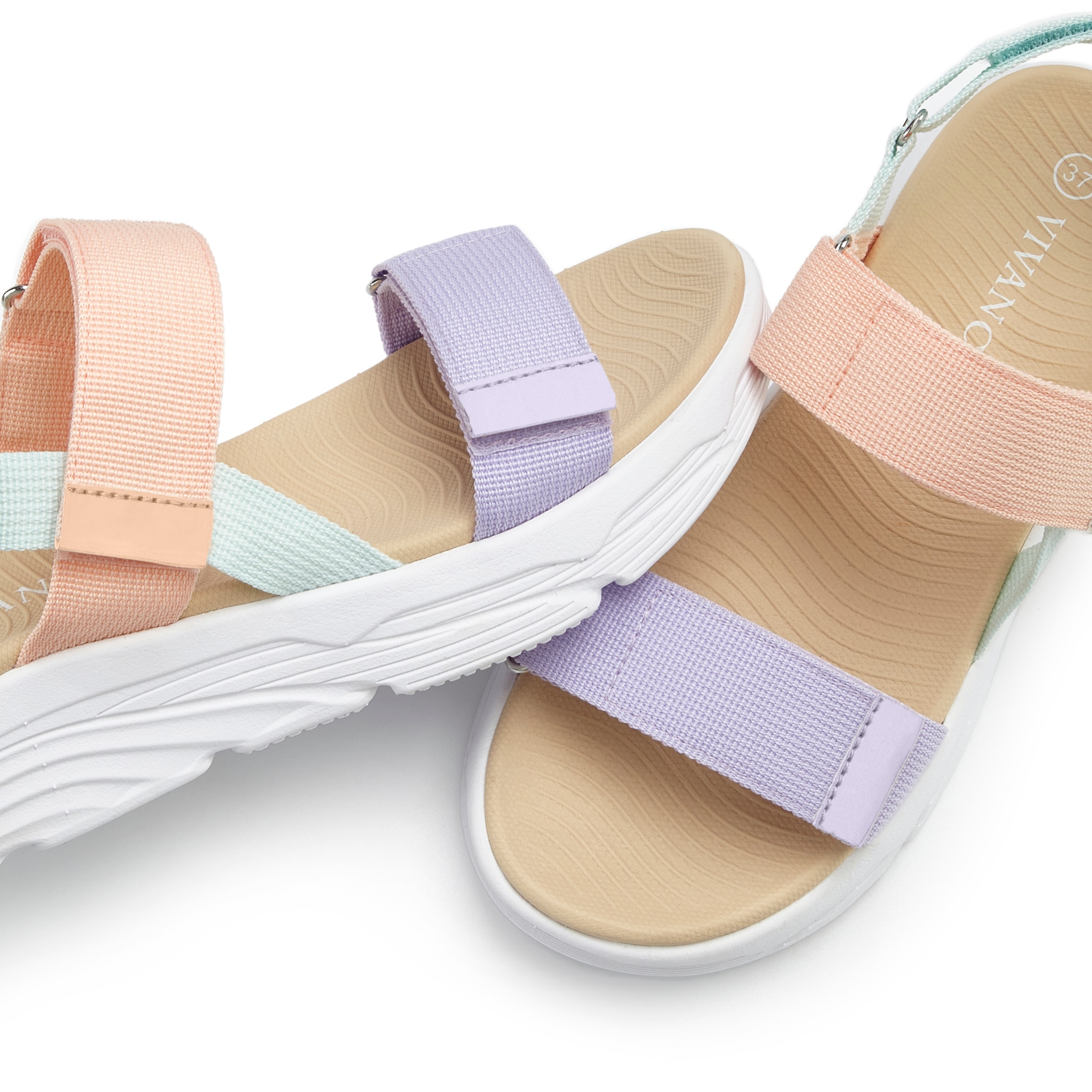 Vivance Sandale »Sandalette, Pantolette, Sommerschuhe, Riemchensandale«  mit bunten Riemchen und Klettverschluss VEGAN