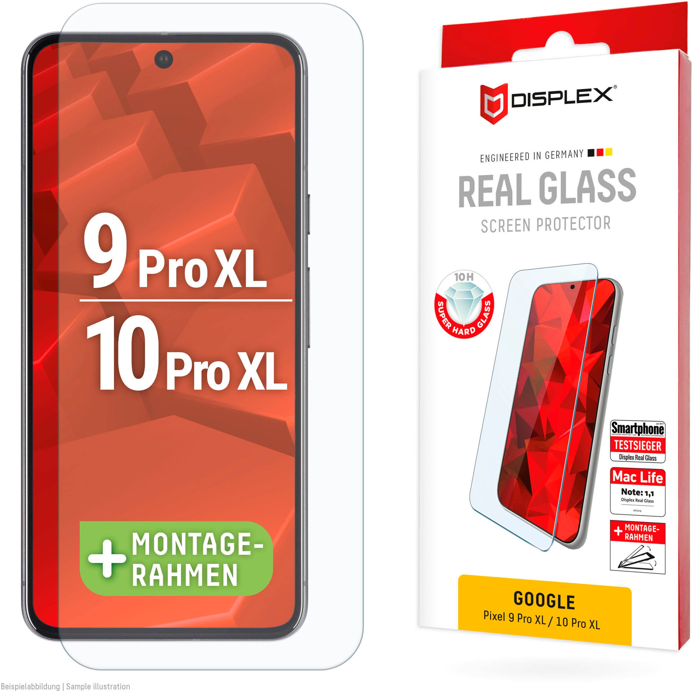 Displex Displayschutzglas »Real Glass Screen Protection« für Google Pixel 10 Pro XL;Google Pixel 9 Pro Displayschutzfolie, Schutzfolie, Bildschirmschutz, kratz- & stoßfest
