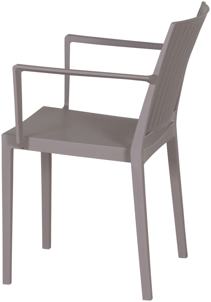 Siena Garden Gartensessel »Lane Sessel  taupe 4er Set mit Tisch« Set, 4 Stk. tlg. 4 x Stapelsessel + Tisch Sola Ø 80 cm