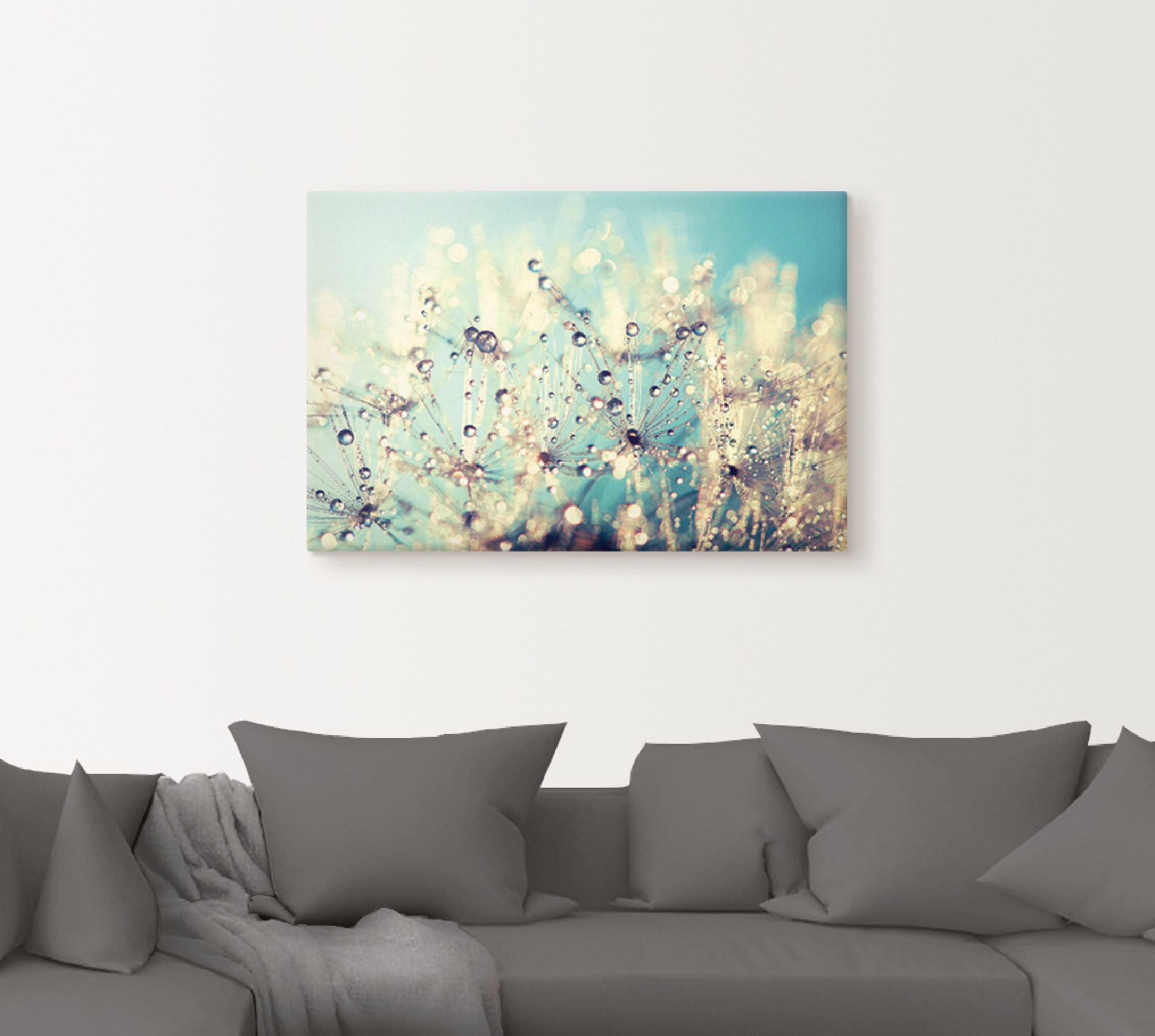 Artland Leinwandbild »Pusteblume benetzt mit Tautropfen«, Blumen, (1 St.), auf Keilrahmen gespannt