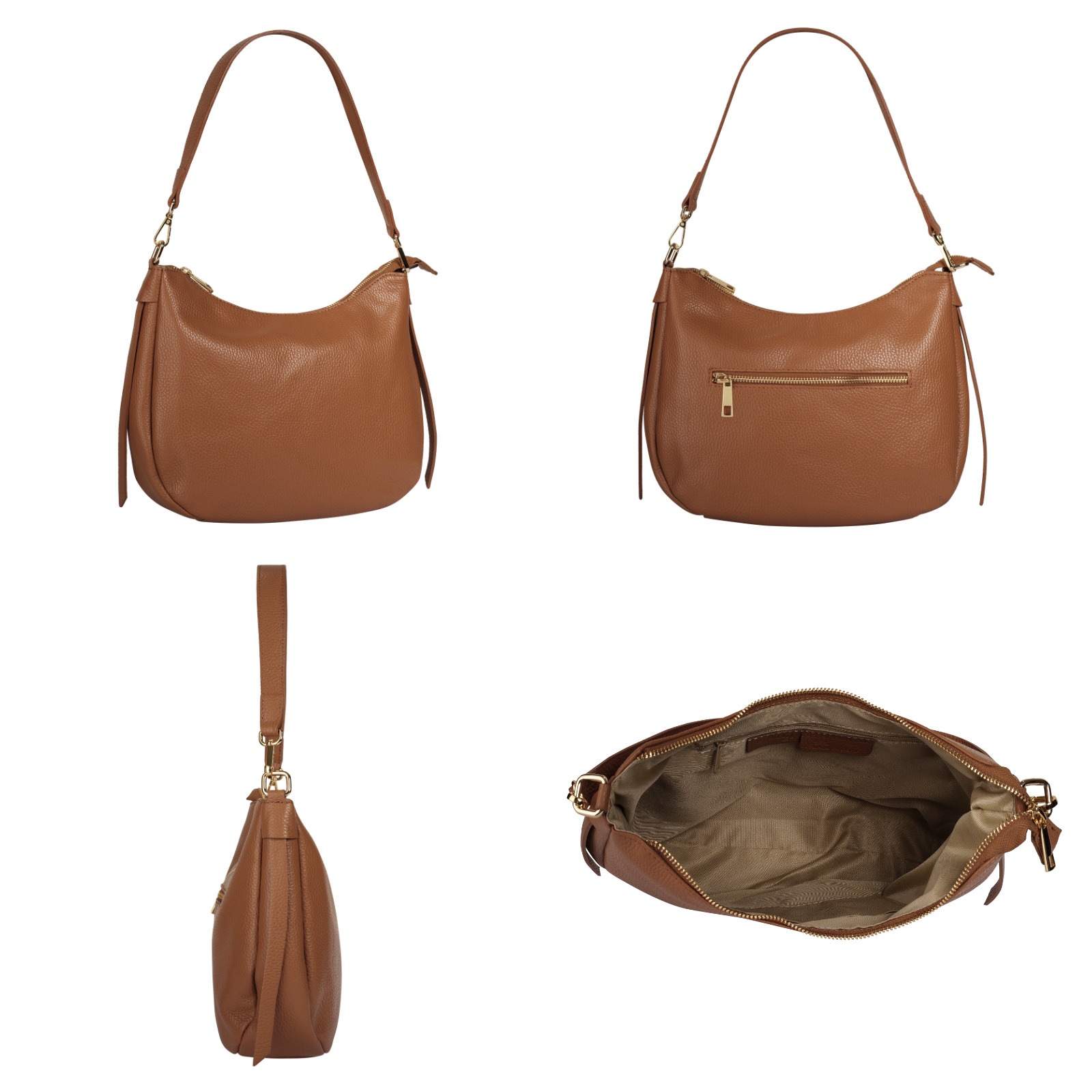 Cluty Umhängetasche, echt Leder, Made in Italy