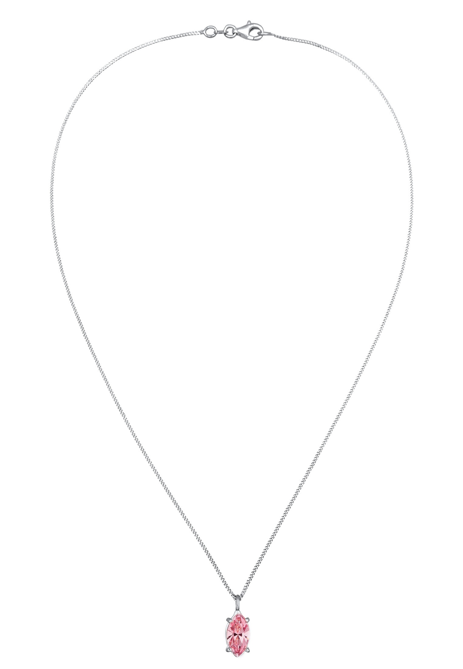 Elli Silberkette »Halskette Marquise Oval Glas Kristalle Rose 925 Sterling Silber«