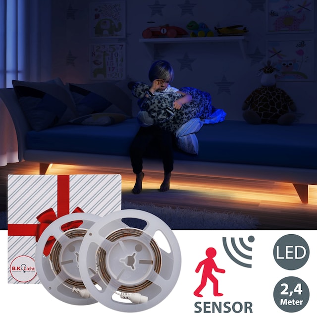 B.K.Licht LED-Streifen »Chara«, LED Band Bettlicht mit Bewegungsmelder  Nachtlicht Dämmerungsensor bei OTTO