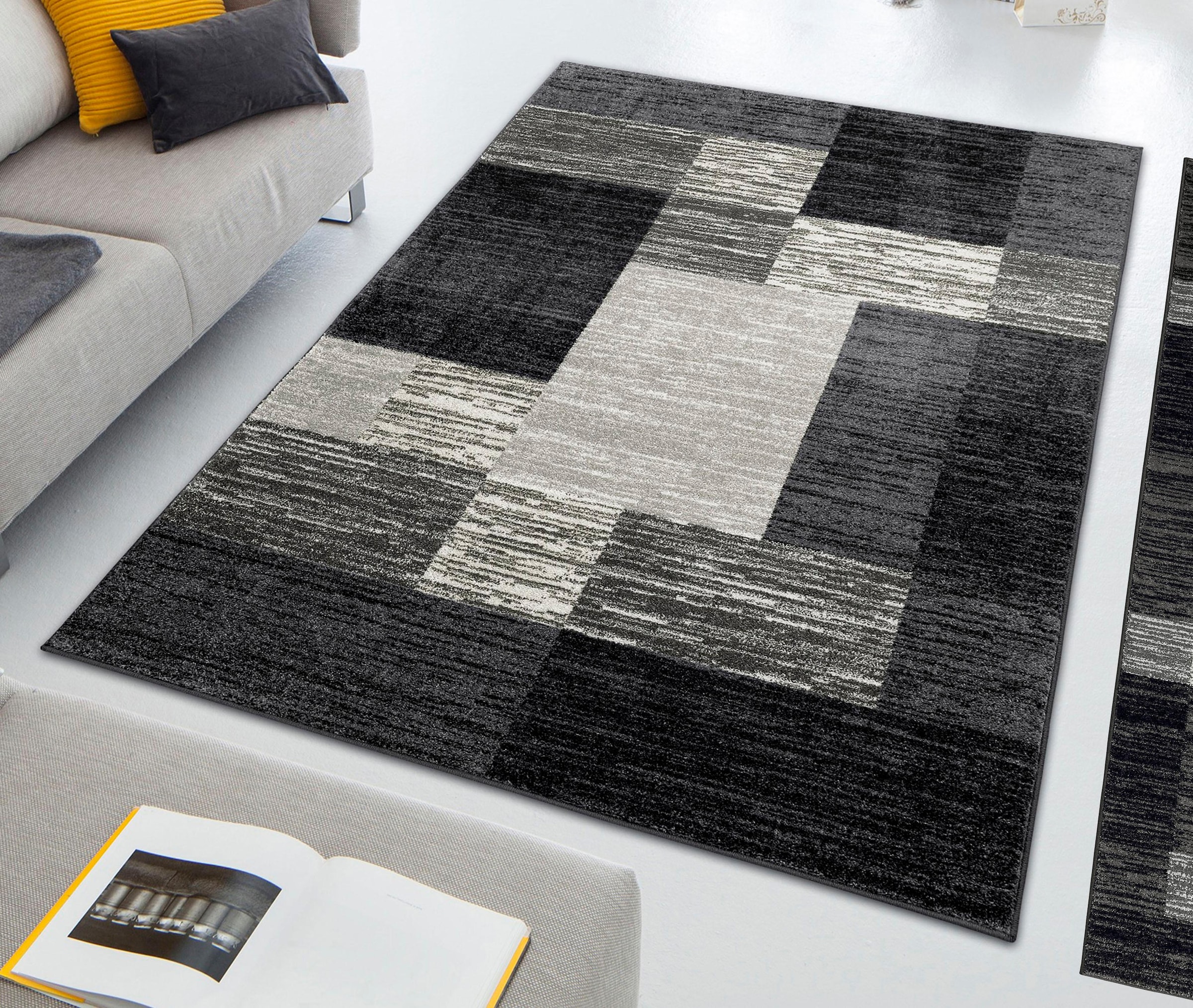 my home Teppich »Melvin« rechteckig 8 mm Höhe schön weich, Kurzflor Teppich Karo-Muster, Wohnzimmer, Esszimmer