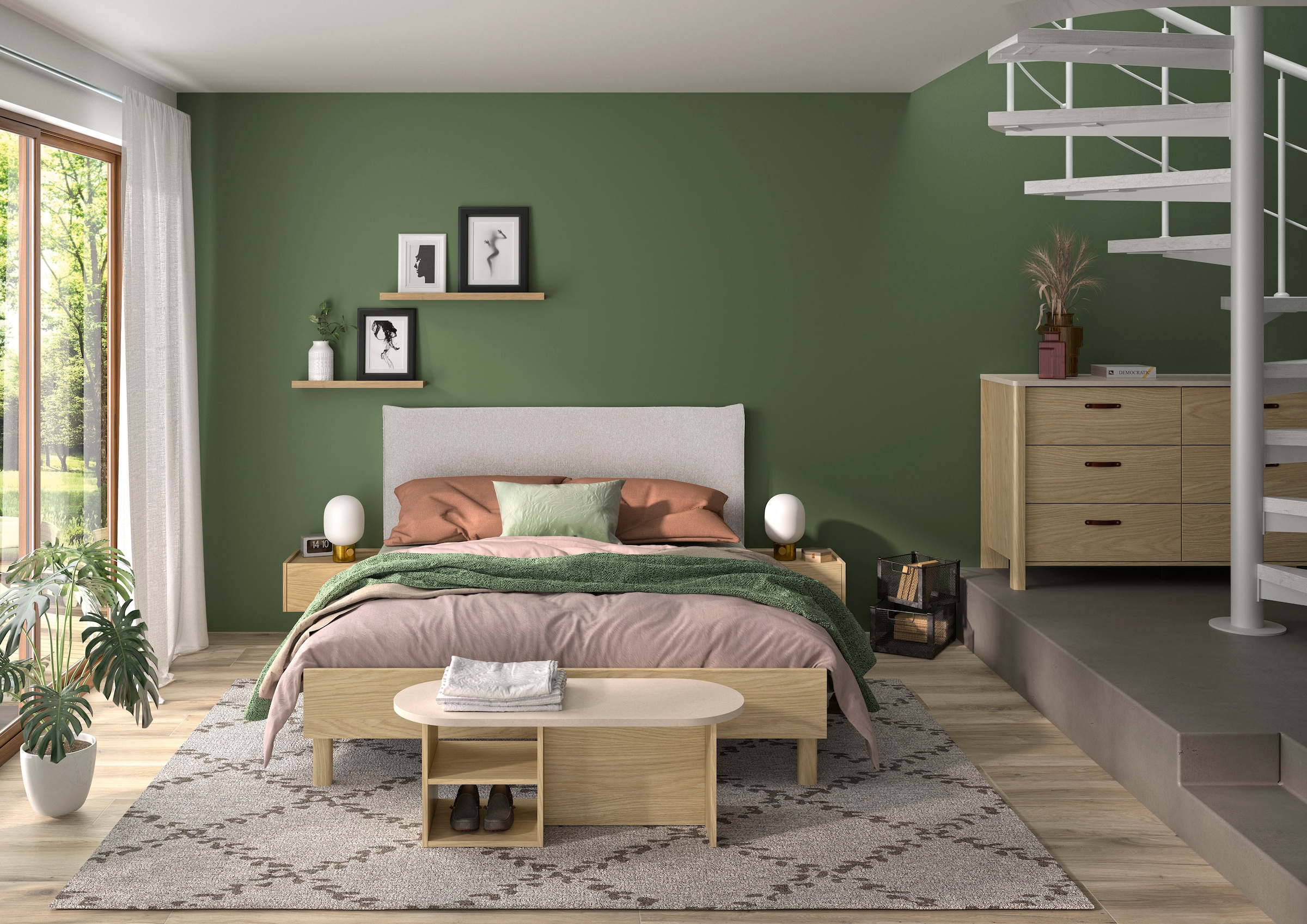 Gami Einzelbett »Auriol«, Bett 160 x 200 cm,  mit gepolstertes Kopfteil aus Textil, ohne Matratze