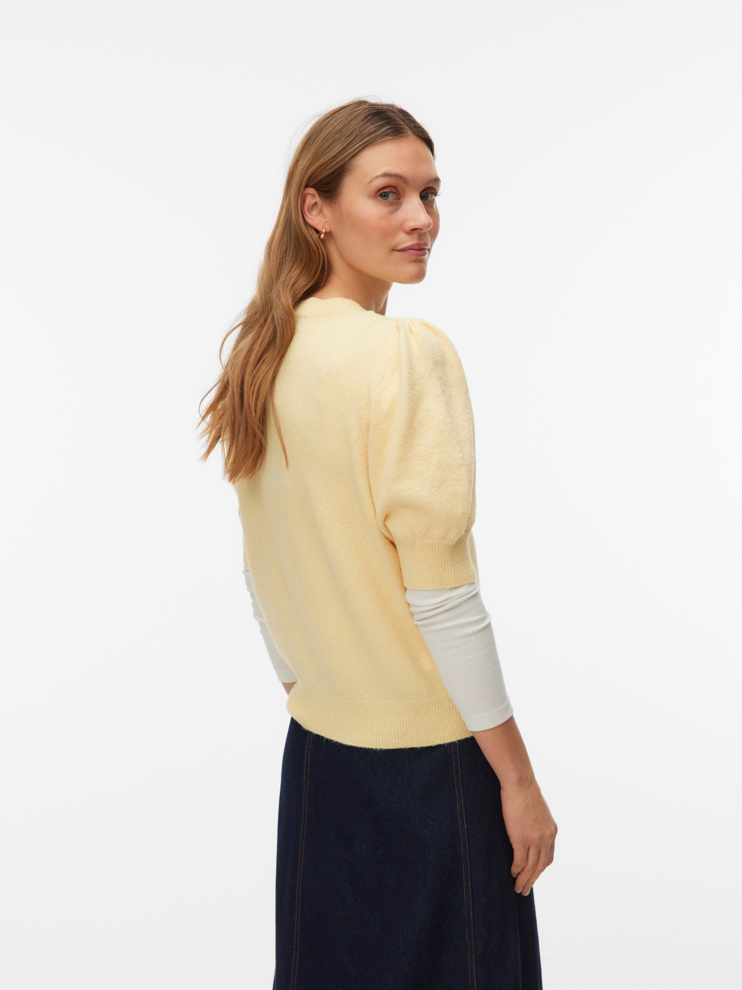 Vero Moda Rundhalspullover »VMDOFFY 2/4 O-NECK PULLOVER GA NOOS« mit kurzen Puffärmeln