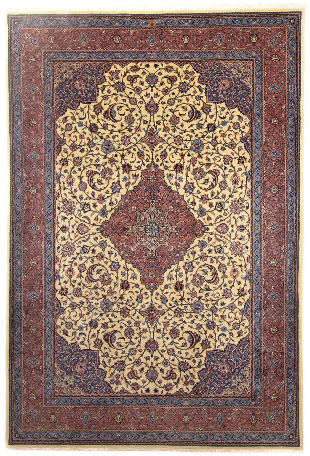 morgenland Wollteppich »Sarough Medaillon Beige chiaro 360 x 248 cm«, rechteckig, Unikat mit Zertifikat