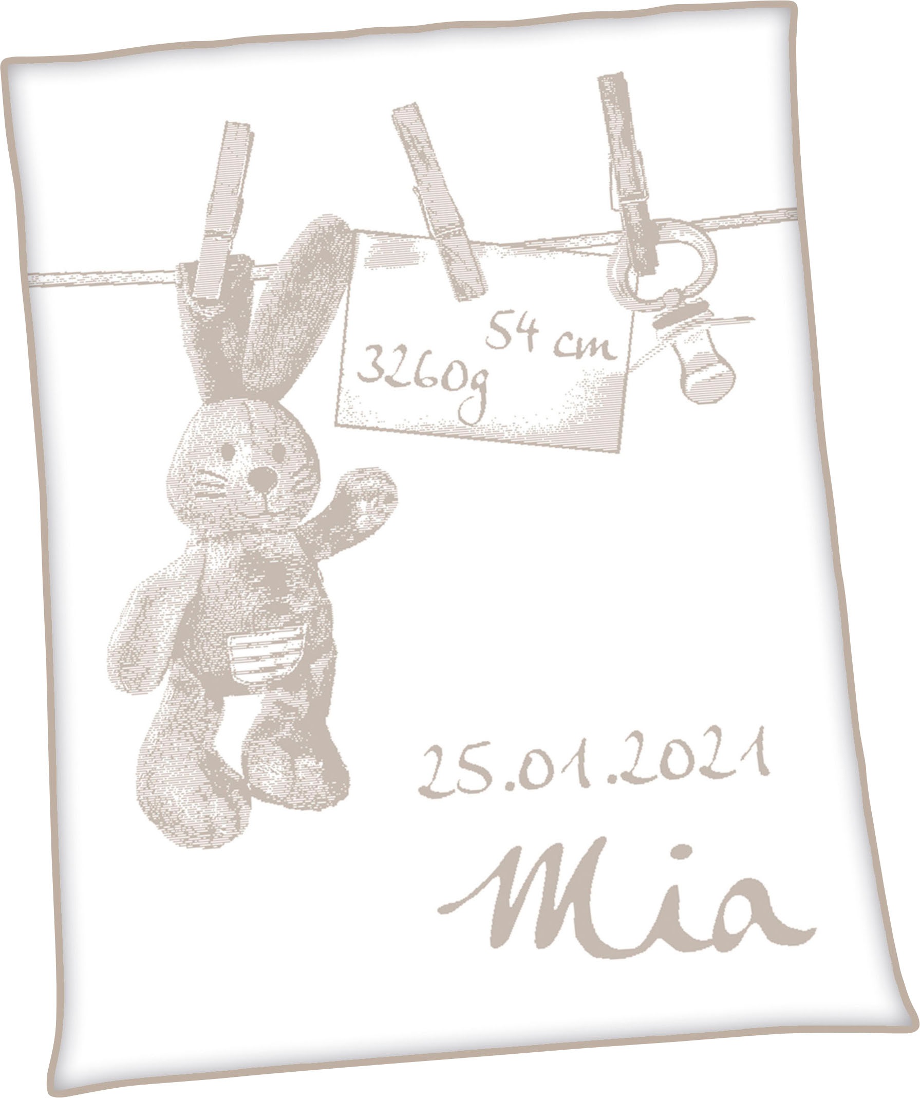 Unicade Babydecke »Unicade® Hase«, Individuelle, mit Ihrem Wunschnamen und Geburtsdatum gewebte Babydecke (personalisiert)