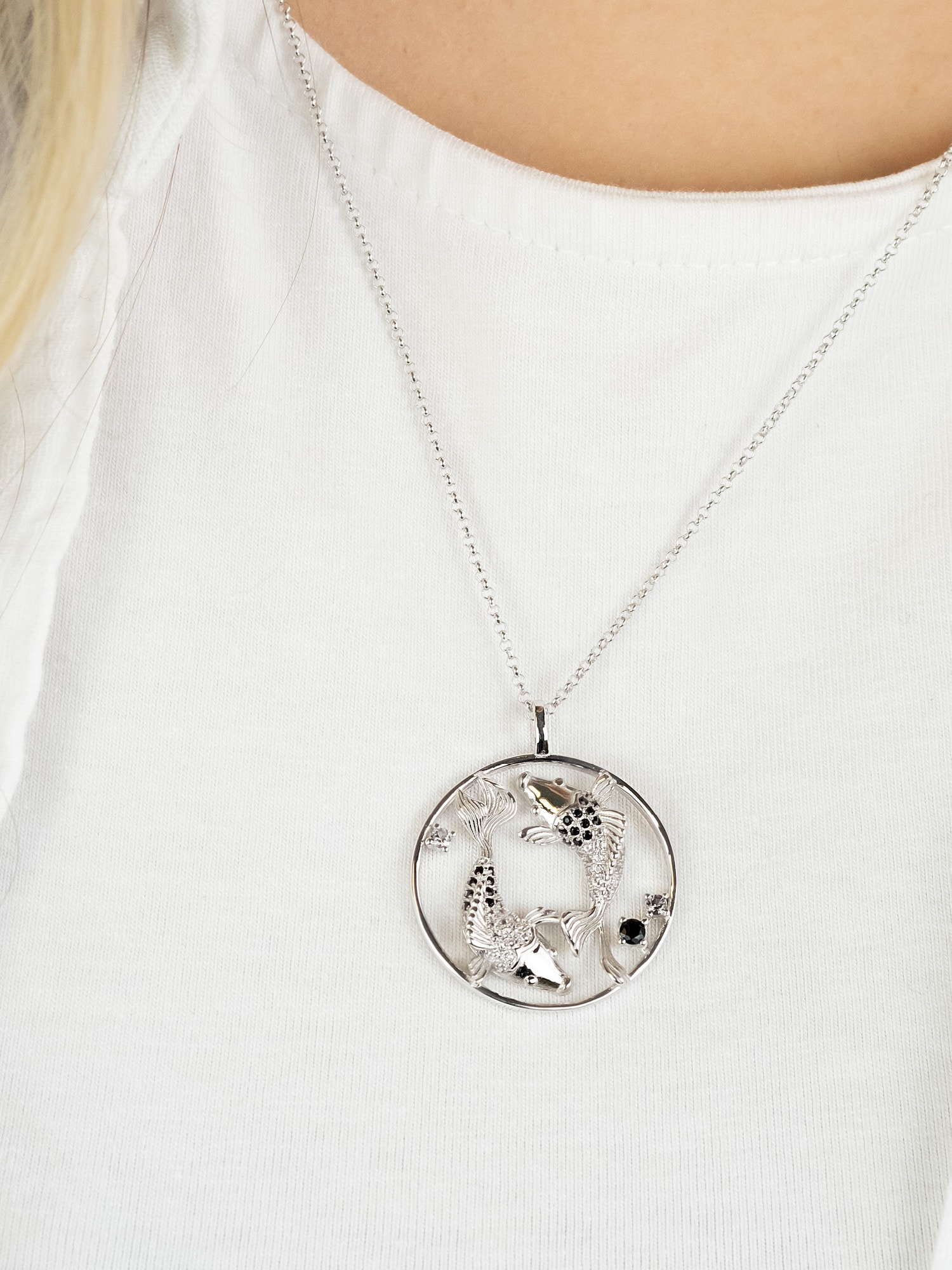 Engelsrufer Kette mit Anhänger »Yin Yang Fisch« Made in Germany - mit Zirkonia (synth.)