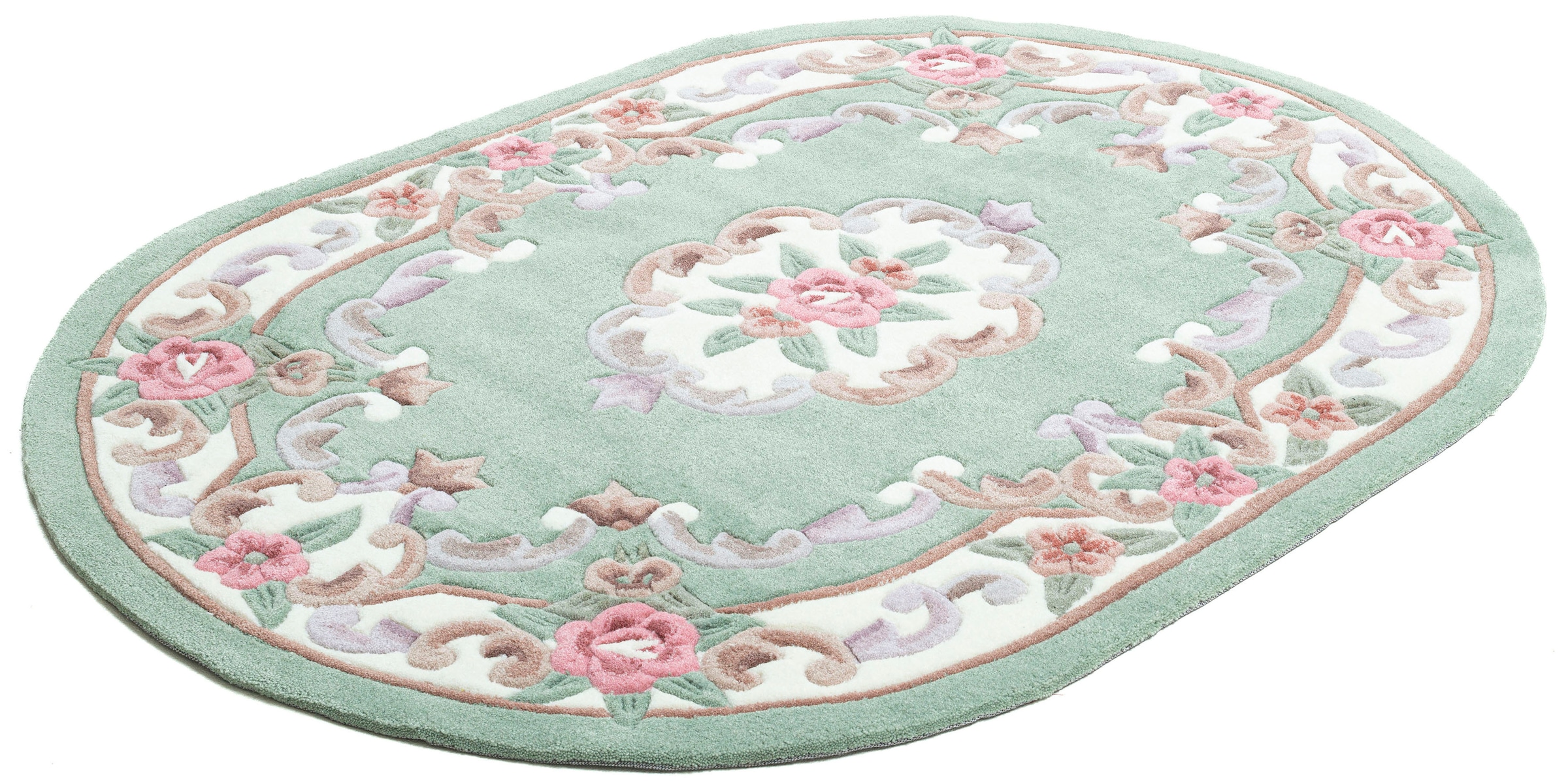 THEKO Teppich »Ming« oval 14 mm Höhe hochwertiges Acrylgarn, ideal im Wohnzimmer & Schlafzimmer