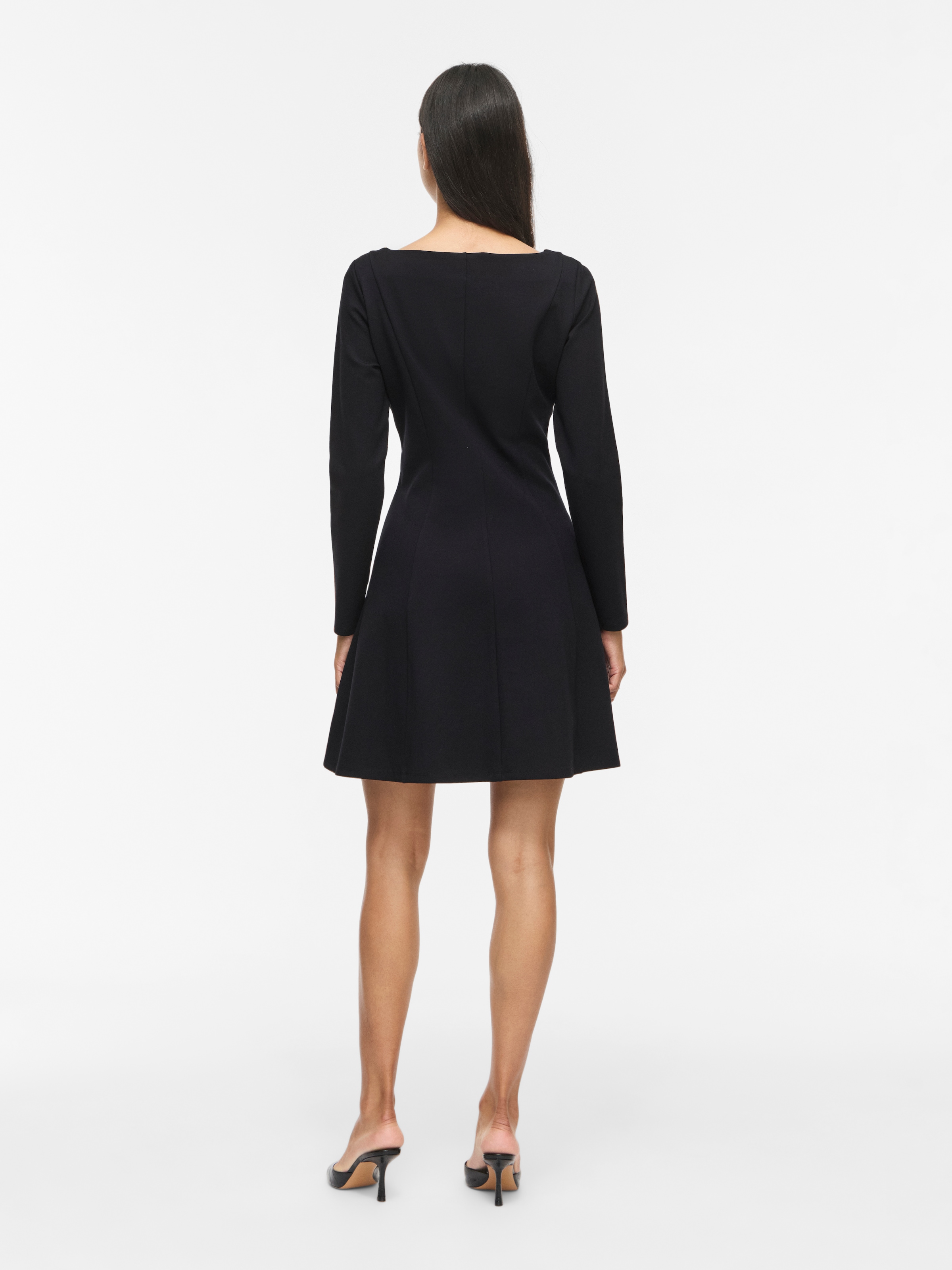 Vila Minikleid »VISIBA BOAT NECK L/S DRESS - NOOS« Viskosemischung, eng geschnitten