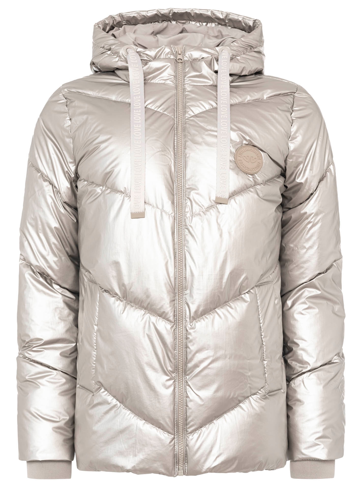 Zwillingsherz Steppjacke »"Zwillingsherz"«, mit Kapuze, gläanzend, Kapuze, Herzchenprägung am Rücken