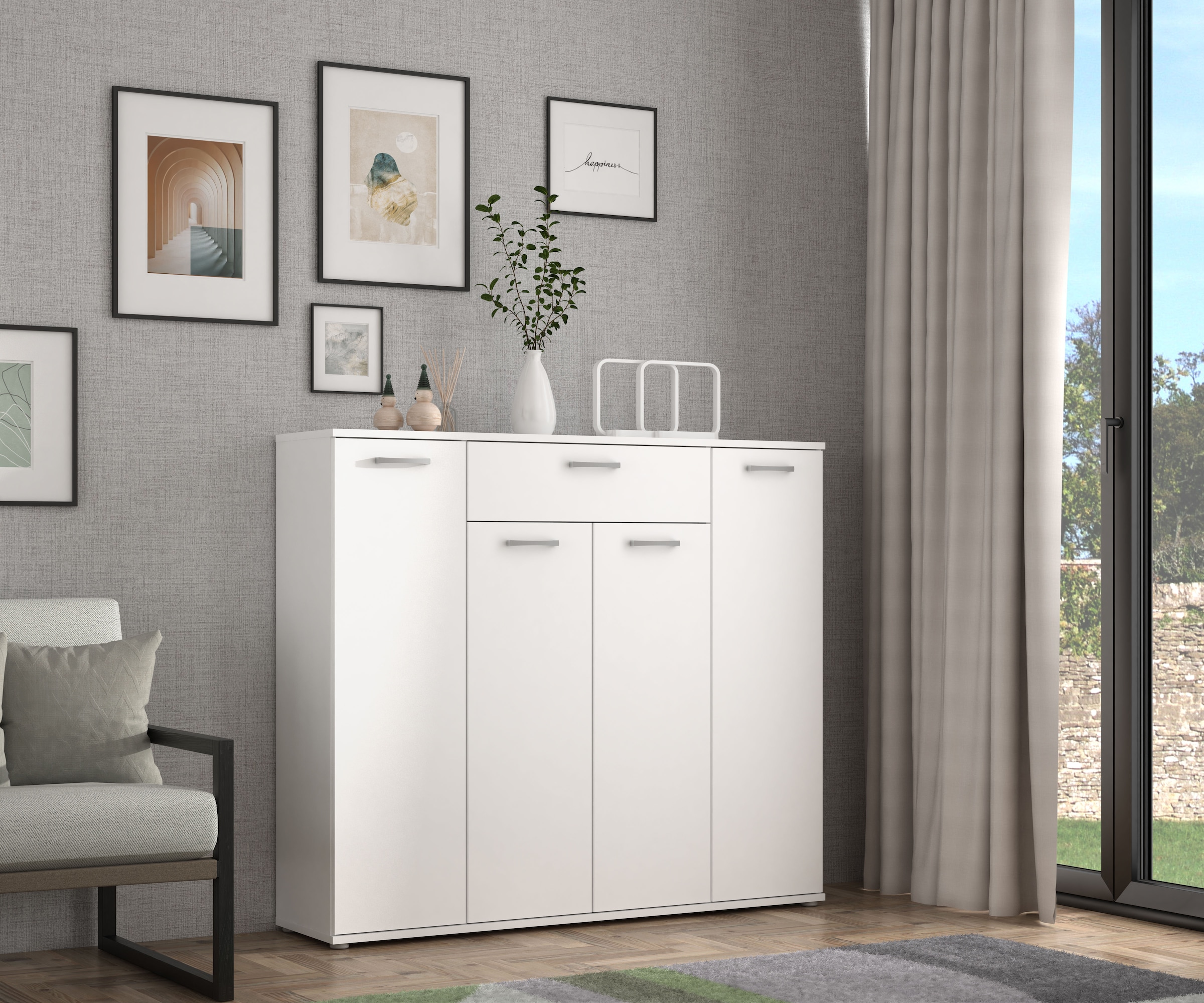 FORTE Kommode »Kombikommode, Stauraum, Einlegeböden verstellbar« B/H/T ca.140/120/34 cm, viel Stauraum, PEFC zertifiziert