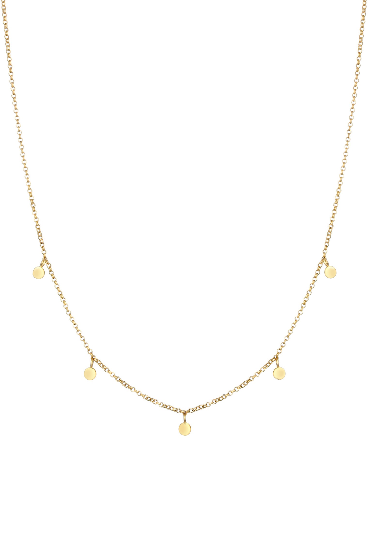 Elli Premium Kette mit Anhänger »Halskette Erbskette Geo Kreis Basic Coin 375 Gelbgold«
