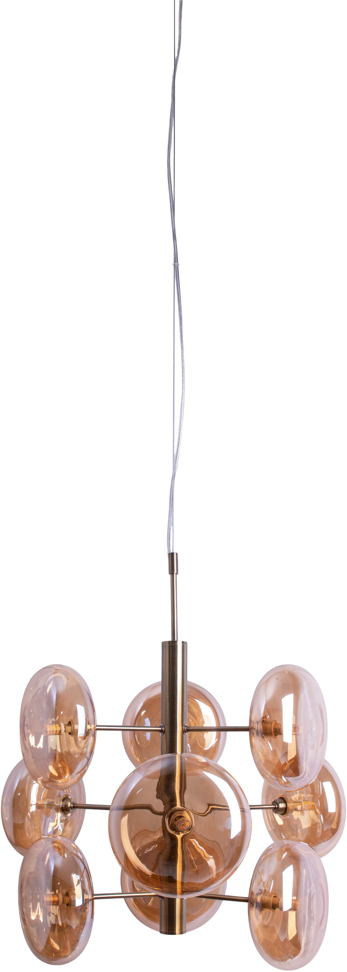 näve Pendelleuchte »Orion« G9 1 Stk. messing-matt, 9 flachen Rundgläser in amber, exkl. G9, Höhe 55cm