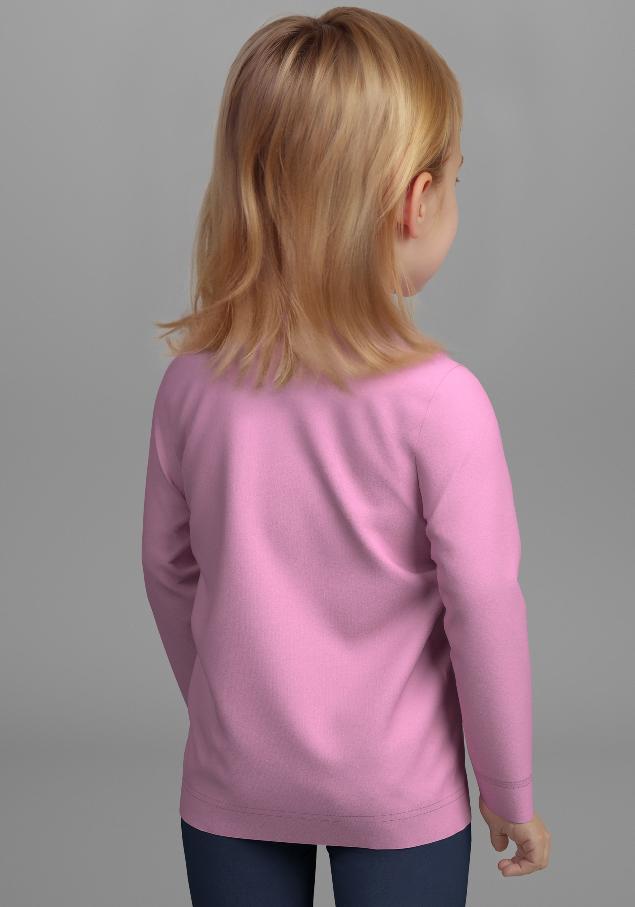 KIDSWORLD Langarmshirt »2er Pack 1x uni + 1x geringelt Langarmshirts«, (2 tlg.), 2er Pack Shirts mit Regenbogen und Ringel