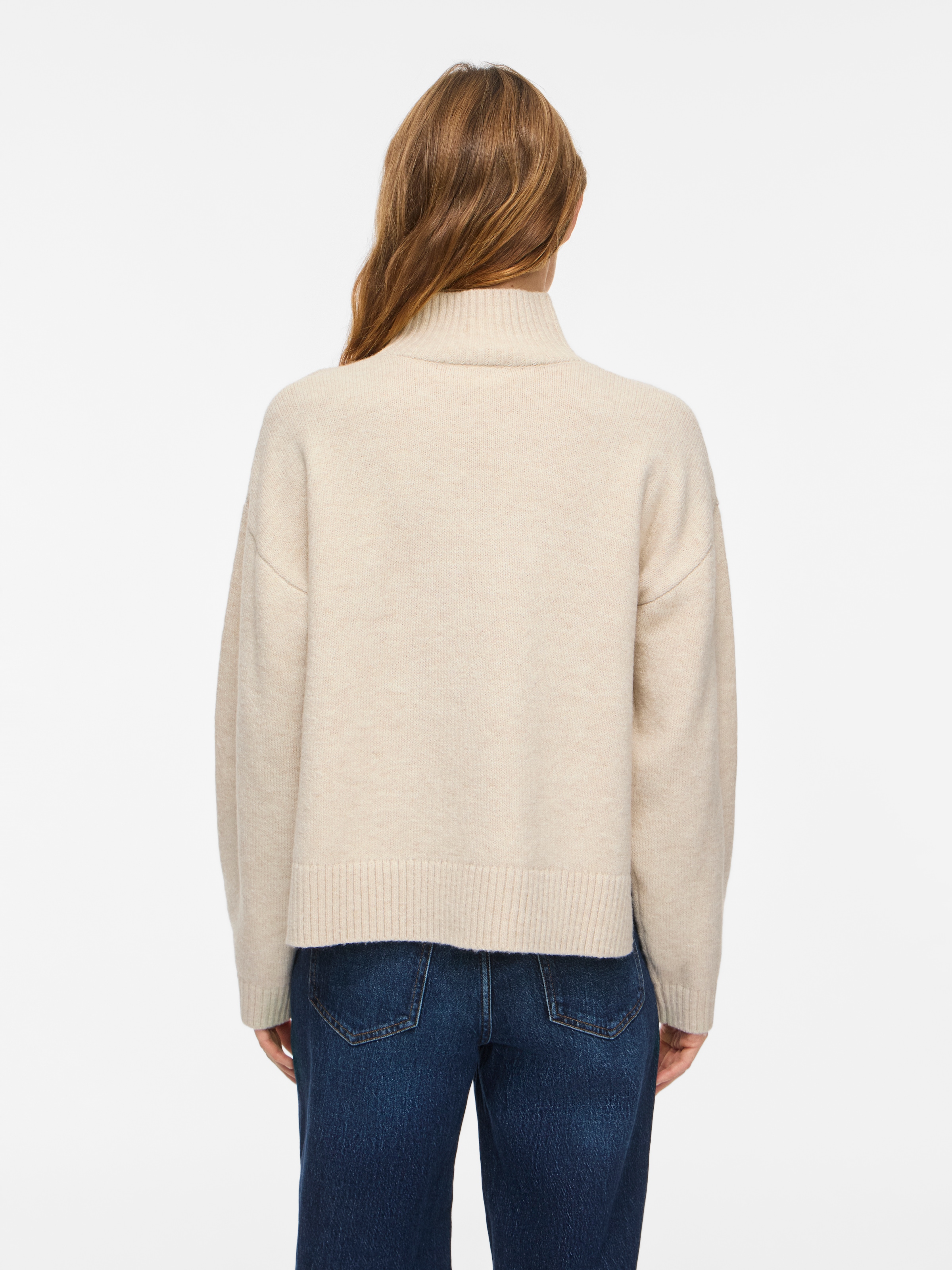 Vila Strickpullover »VISIA L/S HIGH NECK KNIT PULLOVER-NOOS« Materialmix, oversize