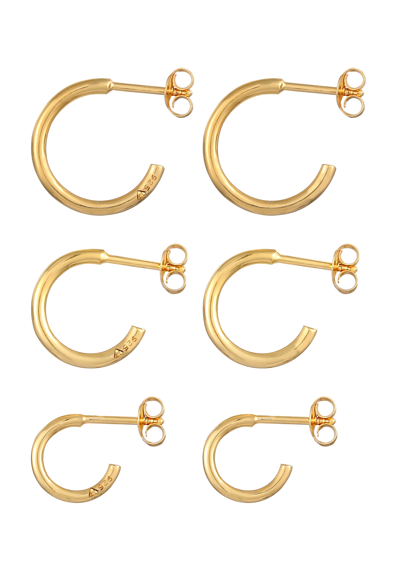 Elli Ohrstecker-Set »Ohrringe Creolen-Set Basic Hoop (6-tlg) 925 Silber«