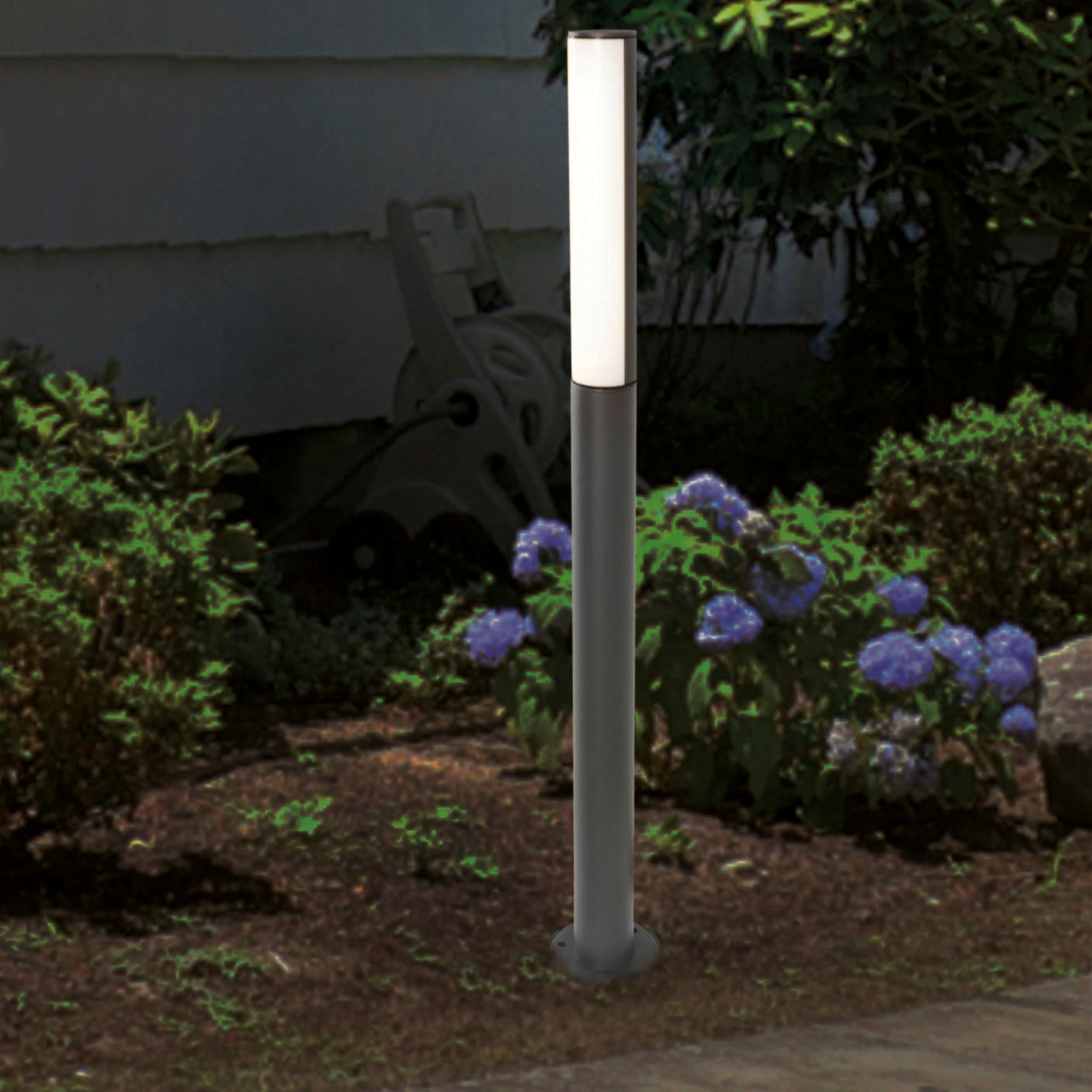 näve LED Außen-Stehlampe »Flair«, 1 flammig, Aluminium dunkelgrau Höhe 90cm IP54 warmweißes Licht