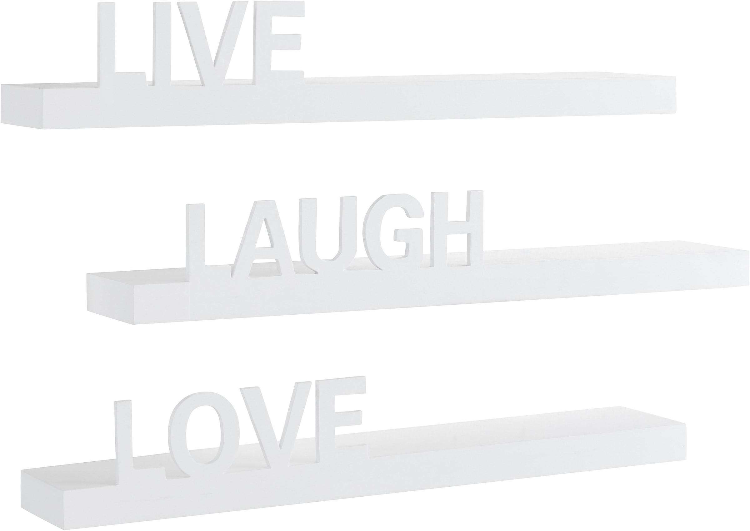 my home Deko-Wandregal »Live - Love - Laugh«, (Set, 3 St., 3-tlg. Set),  Dekoregal, Wanddeko, mit Schriftzug bei OTTO
