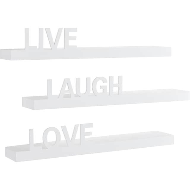 my home Deko-Wandregal »Live - Love - Laugh«, (Set, 3 St., 3-tlg. Set),  Dekoregal, Wanddeko, mit Schriftzug bei OTTO