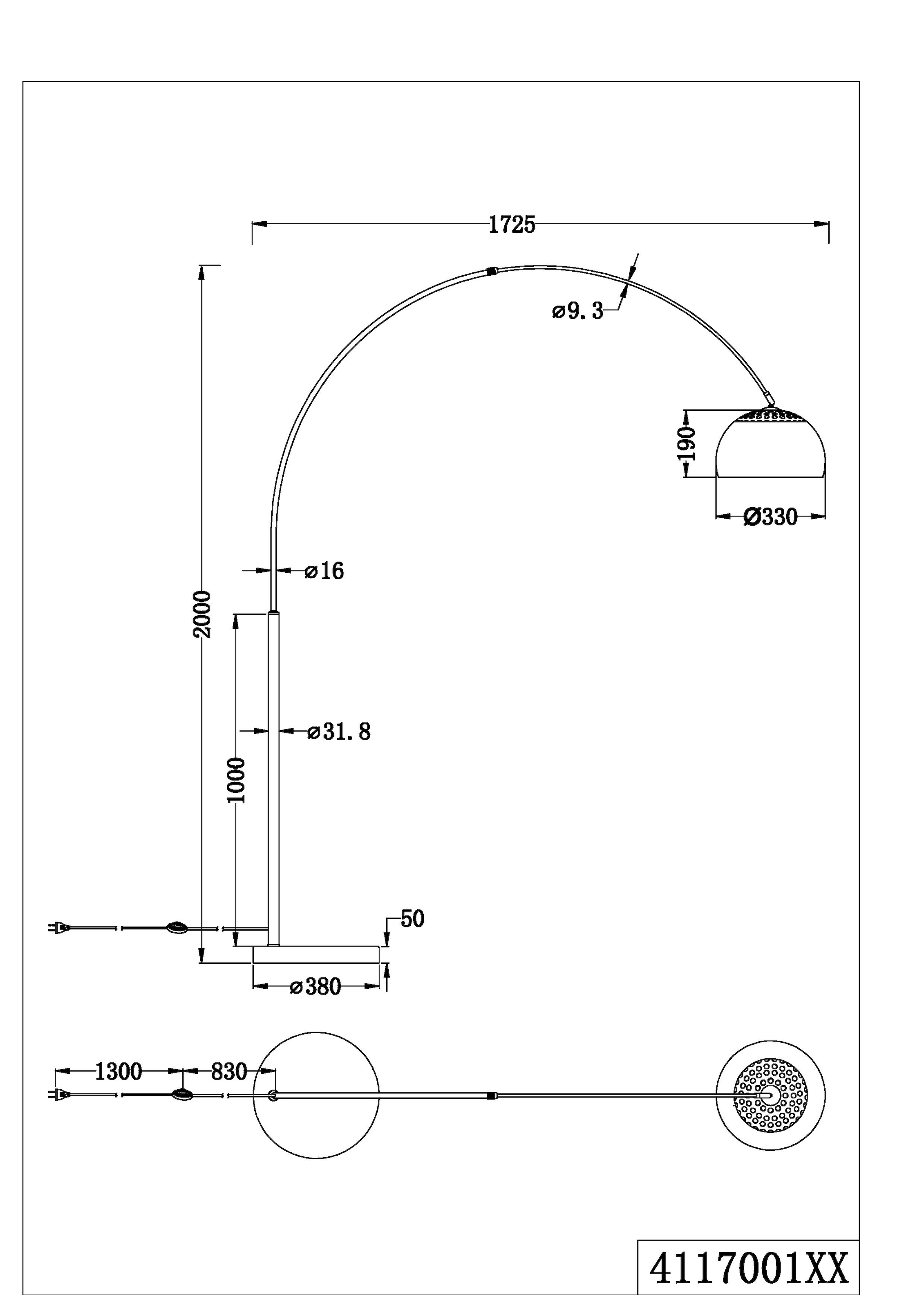 TRIO Leuchten Stehlampe »ARGENTINA, Bogenleuchte exkl 1xE27 max 60W Höhe 200cm mit Fußschalter«, 1 flammig, Leuchtmittel E27 | Leuchtmittel wechselbar, Stehleuchte nickel mit Fuß aus schwarzem Marmor, Wohnzimmer Bogenlampe