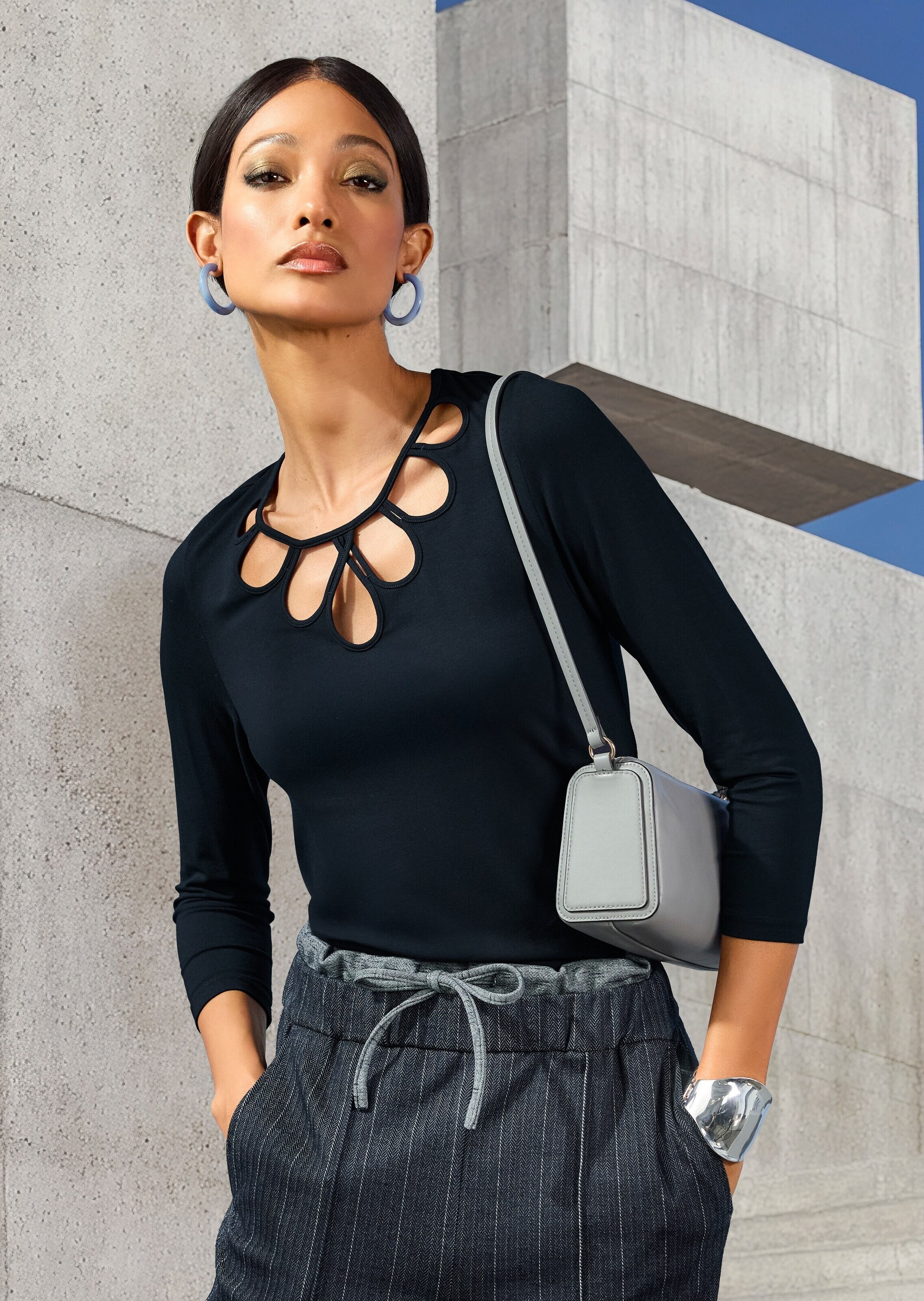 MADELEINE 3/4-Arm-Shirt »Blusenshirt Elegantes Oberteil mit Cut-Outs« Cut outs