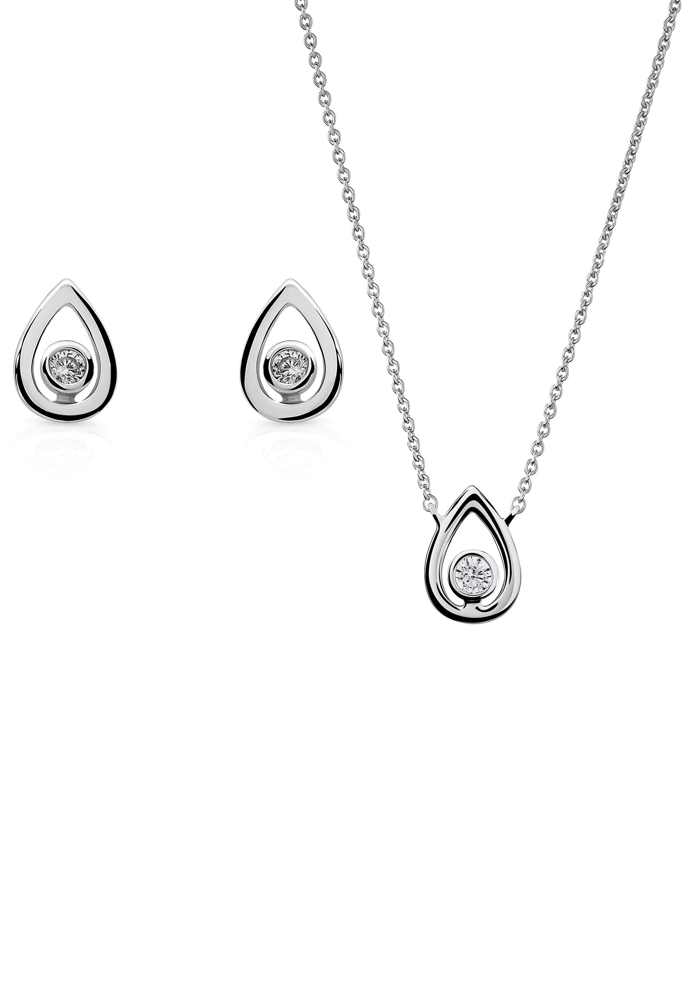 ORPHELIA Ohrring und Ketten Set »Tropfen, SET-7485«, mit Zirkonia