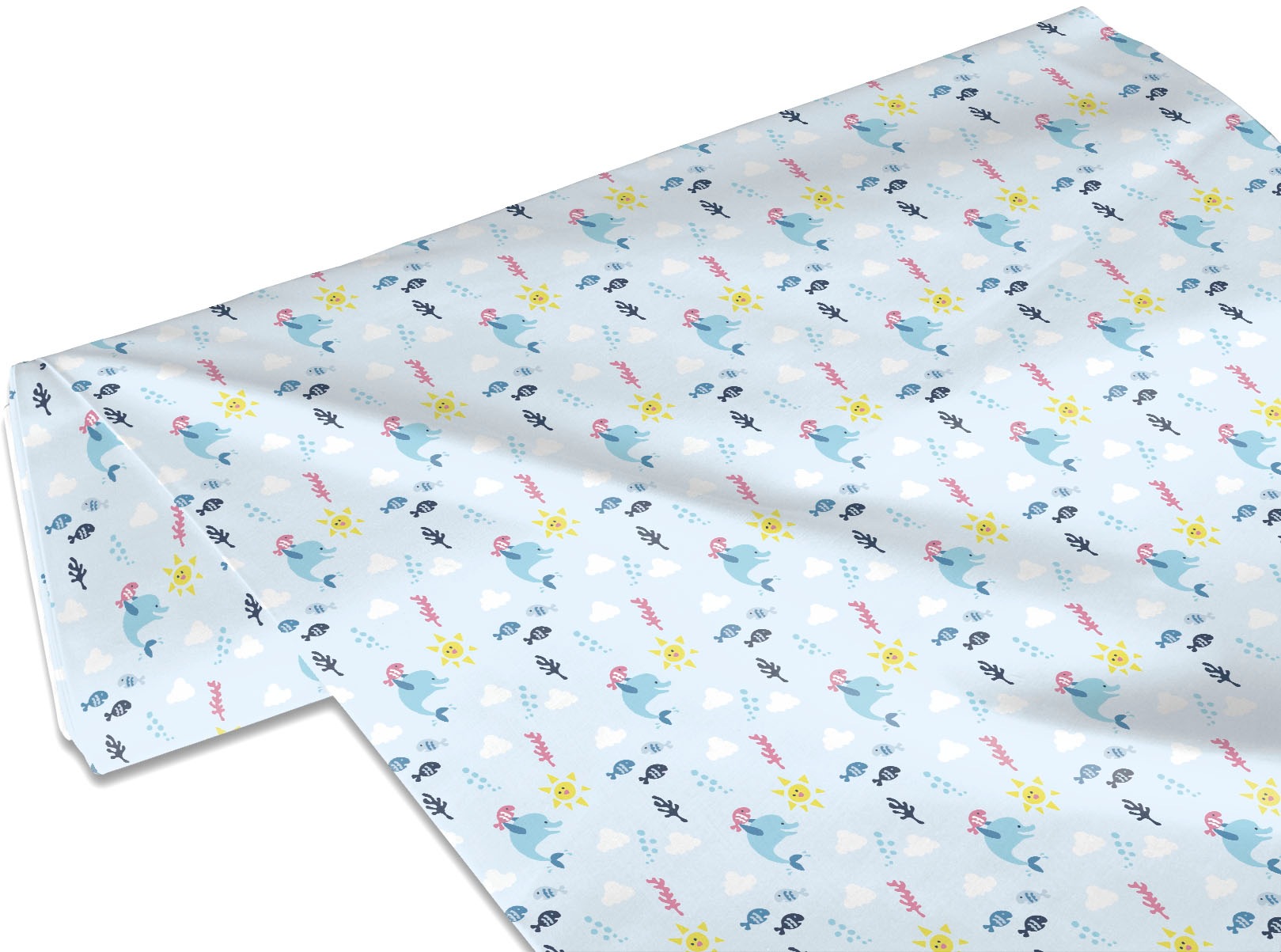 my home Stoff »Delfin & Sonne«, (1 St., Fische), Meterware, Breite 140cm