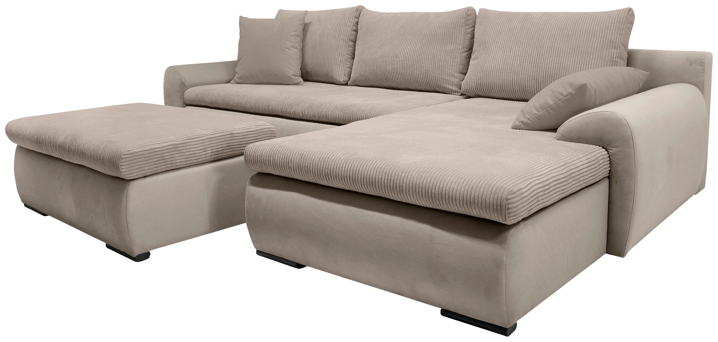 Home affaire Ecksofa »Win, L-Form, Breite 285cm«, optional mit Schlaffunktion und Bettkasten, taupe, Cord