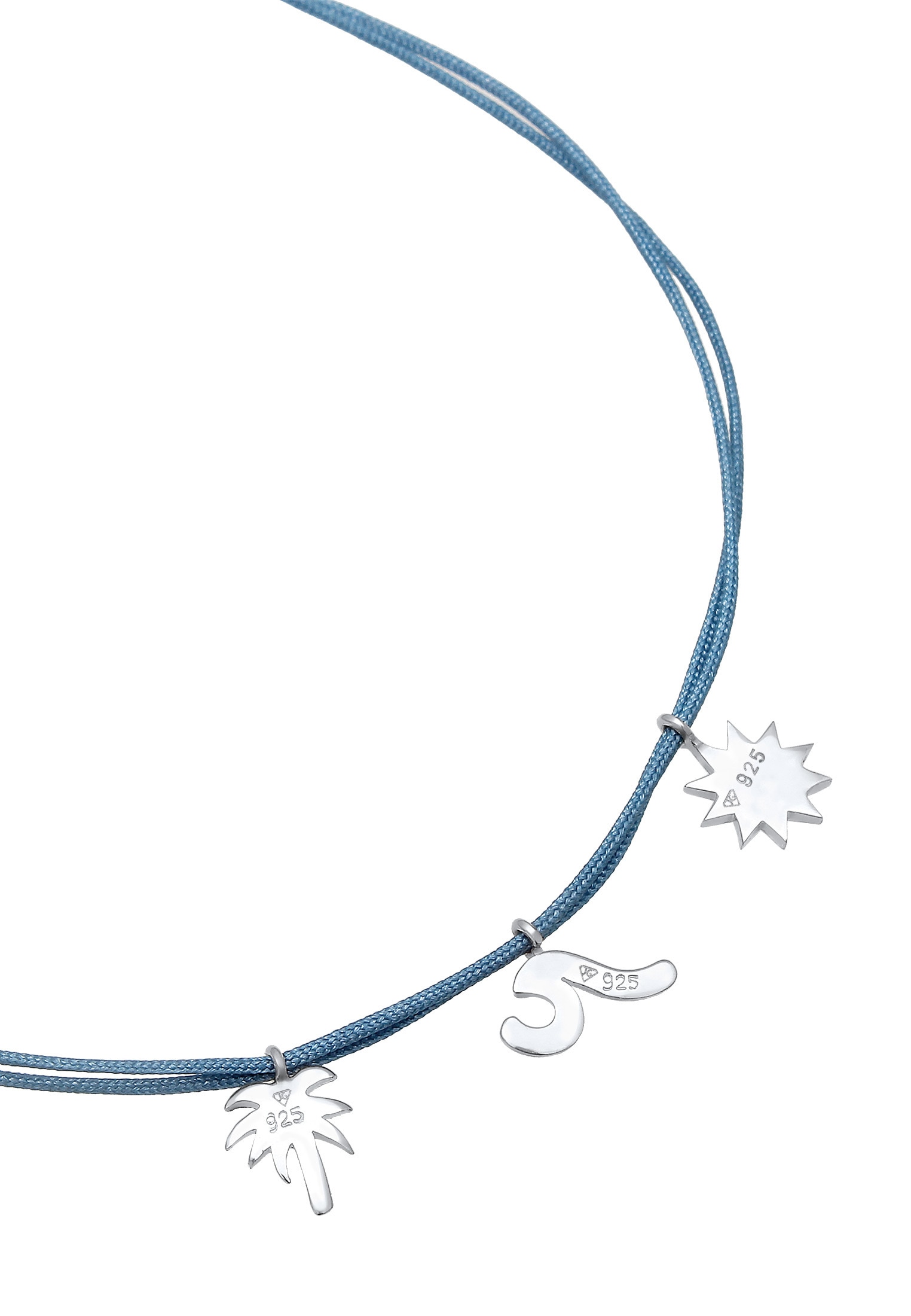 Elli Fußkette »Fußschmuck Palme Beach Boho Strand Nylon Bändchen 925 Sterling Silber«