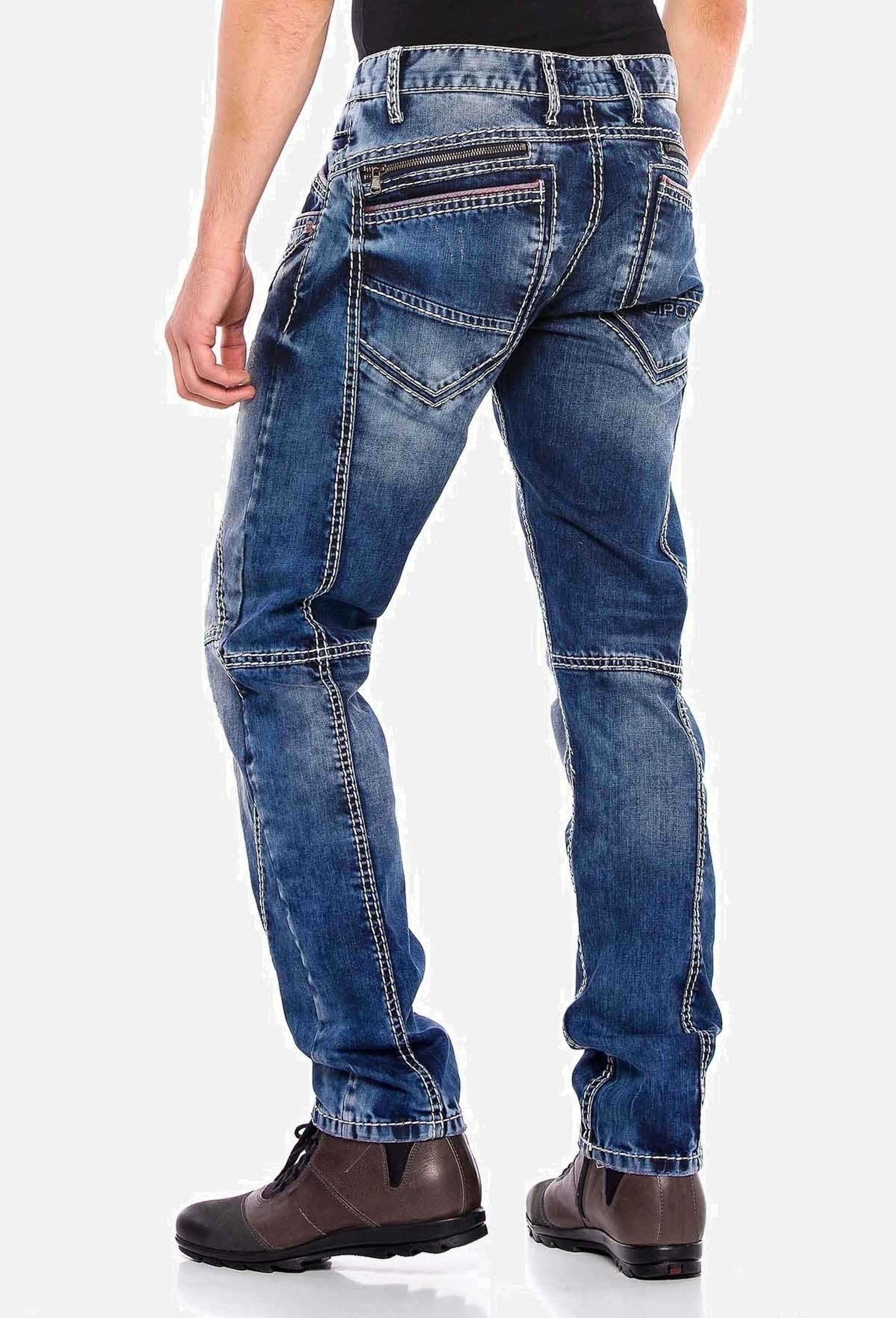 Cipo & Baxx Straight-Jeans »Cipo & Baxx Jeans« mit trendigen Ziernähten, CD563