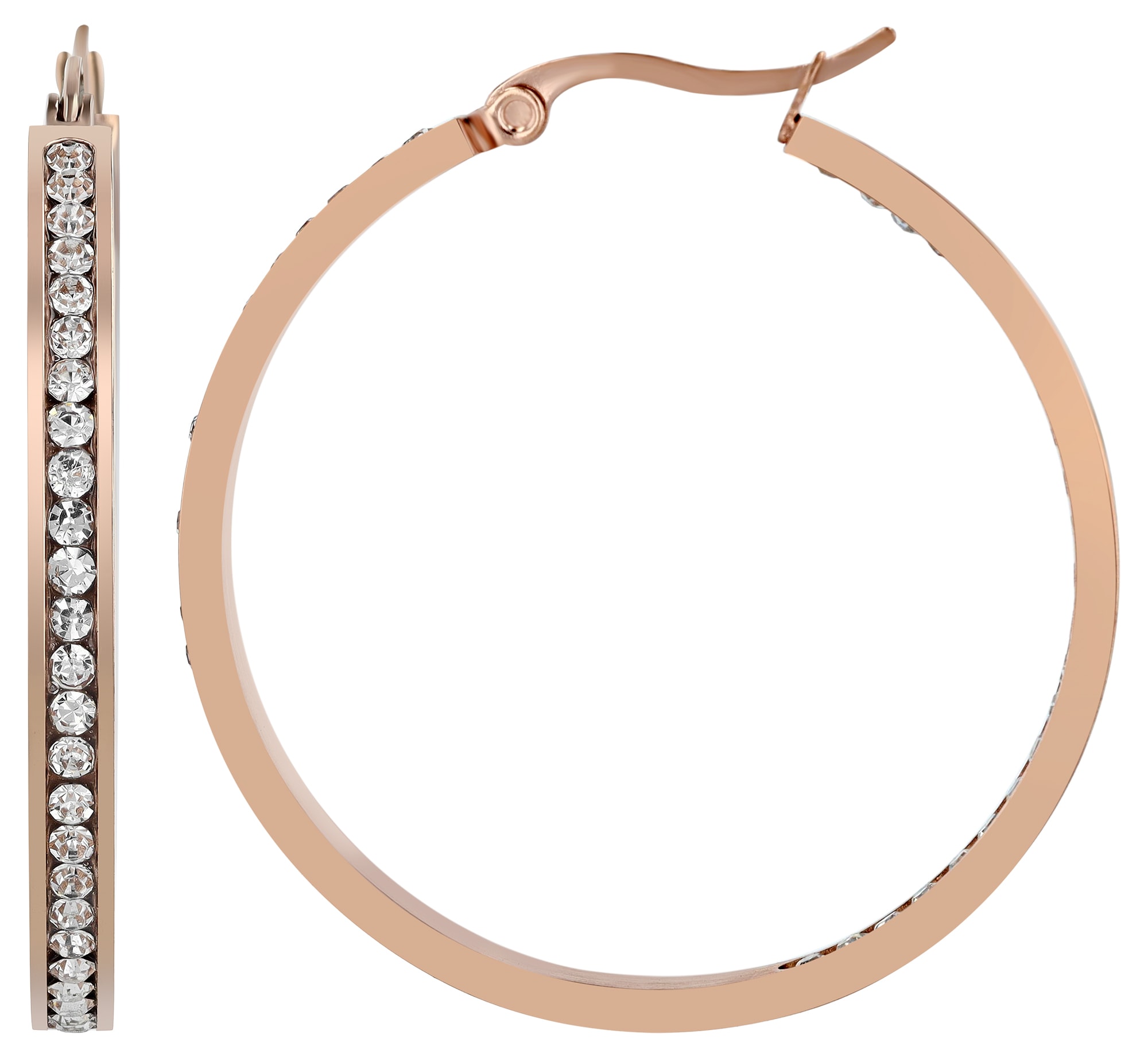 Adelia´s Paar Creolen »Damen Ohrringe ¿ Creole aus Edelstahl mit Strass Steinchen«