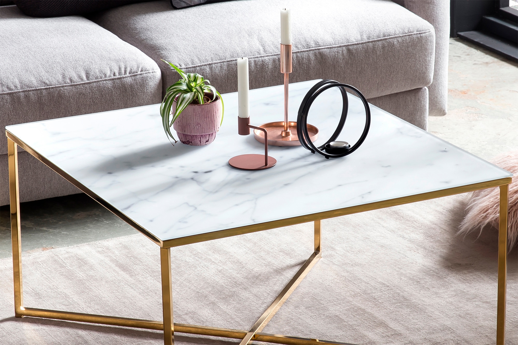 SalesFever Couchtisch, Tischplatte in Marmoroptik