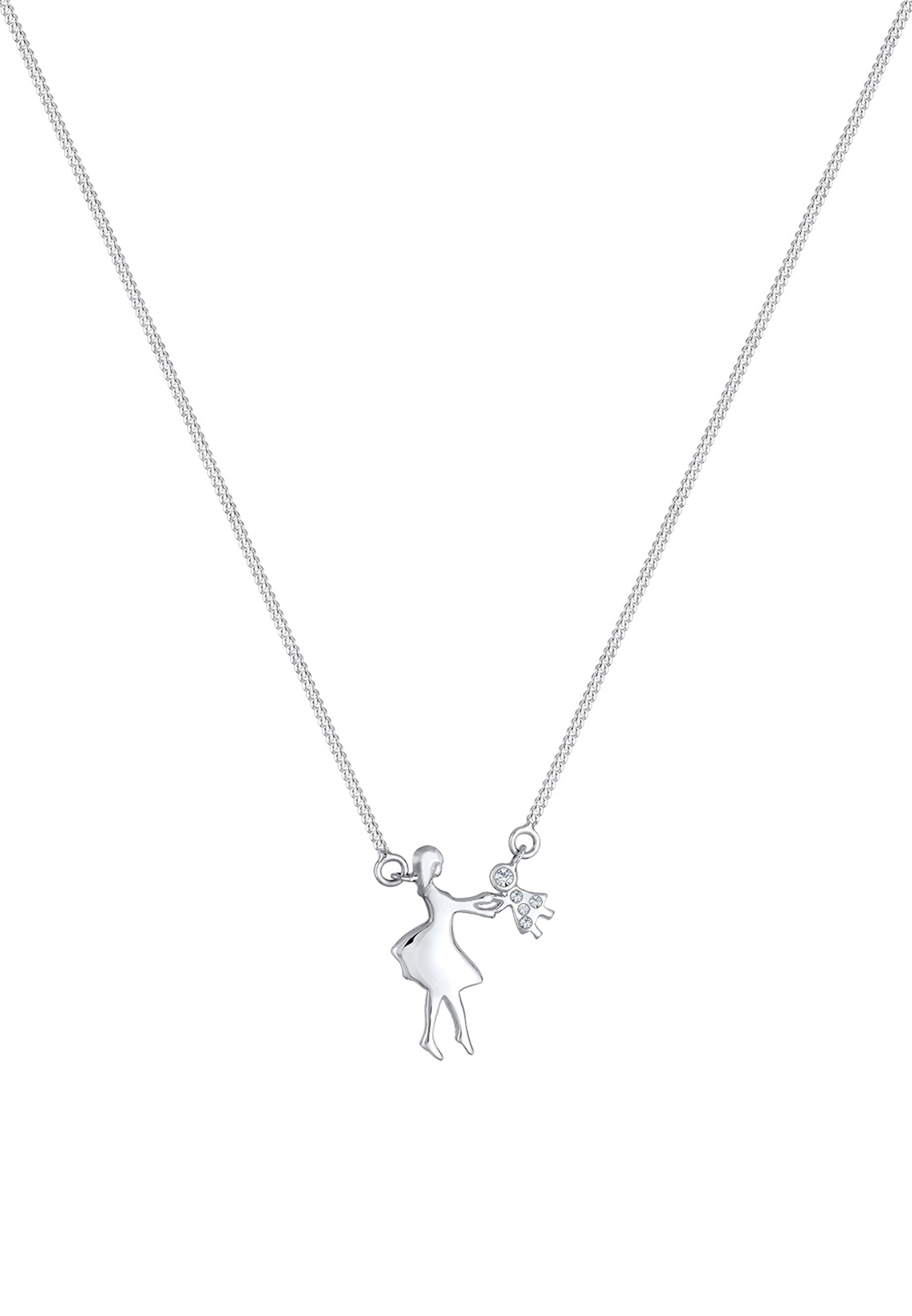 Elli Silberkette »Halskette Mutter Kind Glas Kristalle Weiß 925 Sterling Silber«