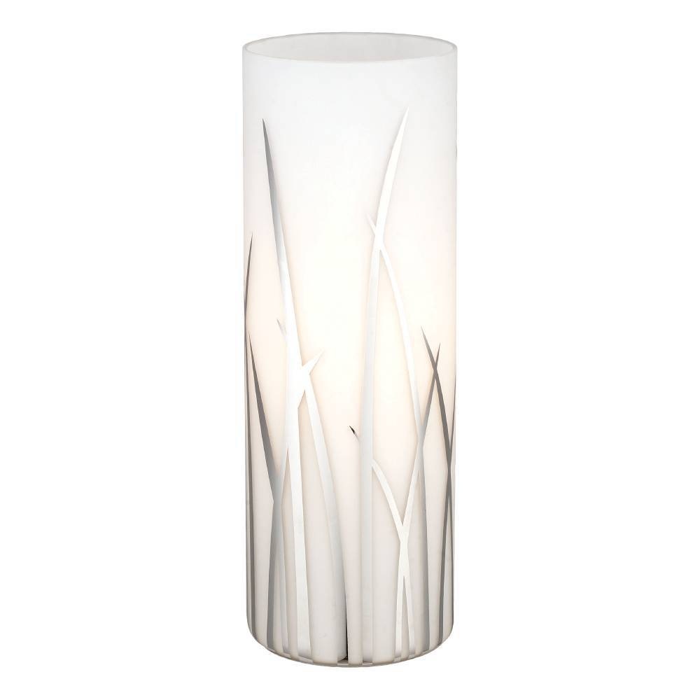 EGLO Tischleuchte »RIVATO Tischlampe, Nachttischlampe, Glas mit Dekor, weiß, chrom, E27«, 1 flammig, Leuchtmittel E27 | Leuchtmittel wechselbar-ohne Leuchtmittel, Gräser-Dekor, elegant, modern, Wohnzimmer, Schlafzimmer, 26x9cm