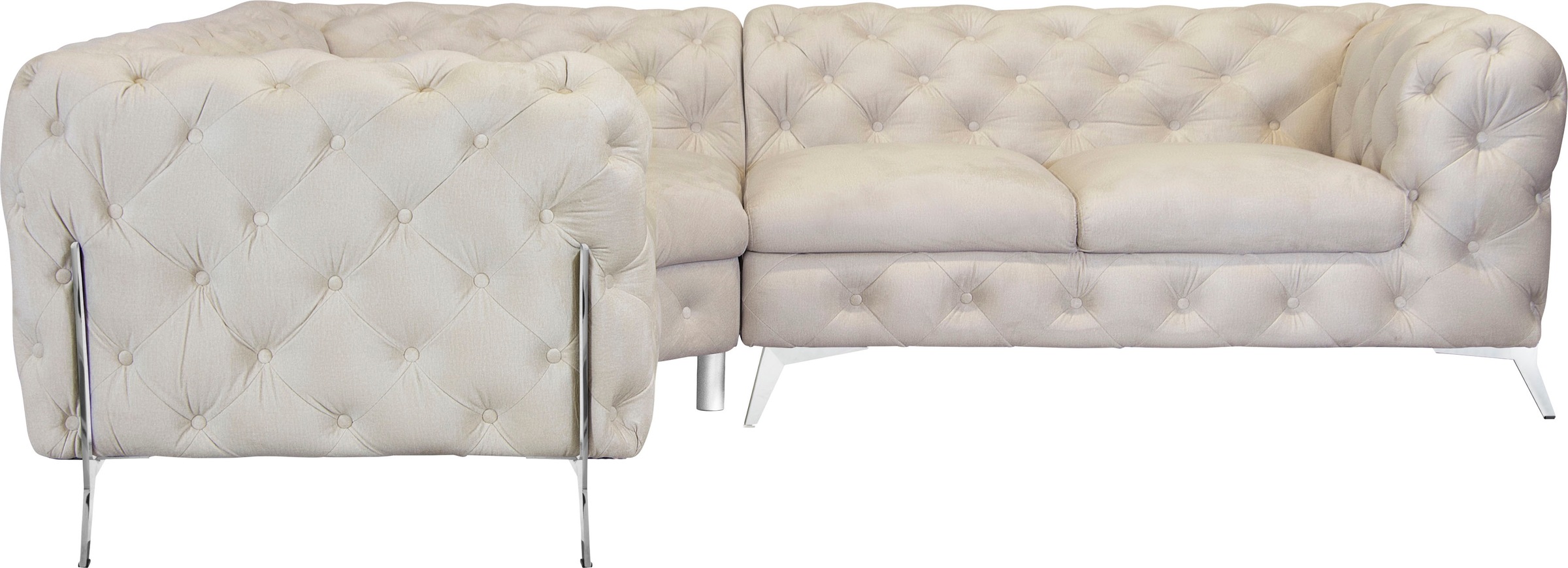 Leonique Chesterfield-Sofa »Amaury L-Form«, moderne Chersterfield-Optik, Breite 262 cm, Fußfarbe wählbar