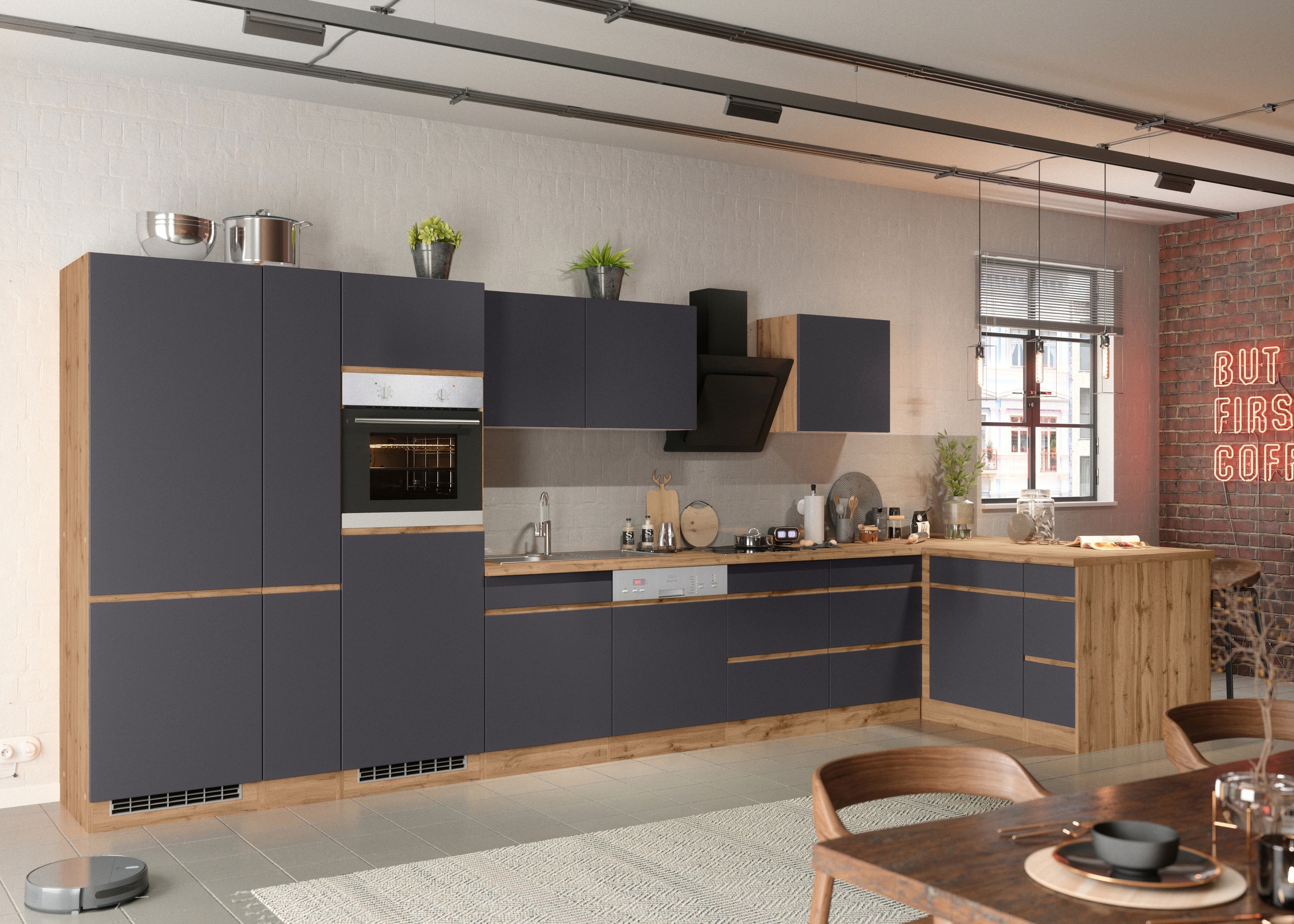 KOCHSTATION Winkelküche »KS-Riesa« Stellbreite 490/153 cm, wahlweise mit Induktionskochfeld